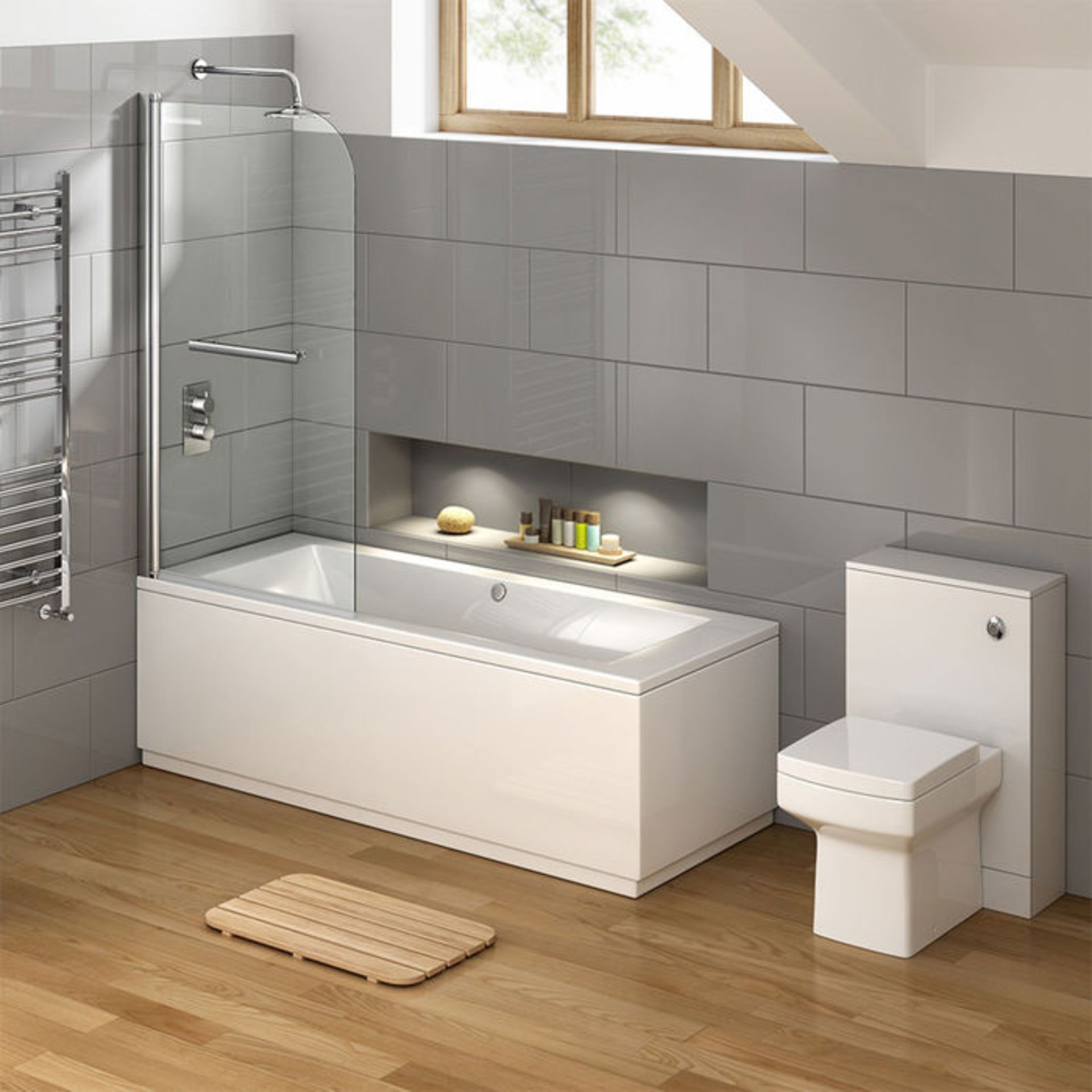 (TP120) 800mm Easy Clean Bath Screen with Rail - 6mm. RRP £149.99. 6mm Tempered Saftey Glass - Image 3 of 3