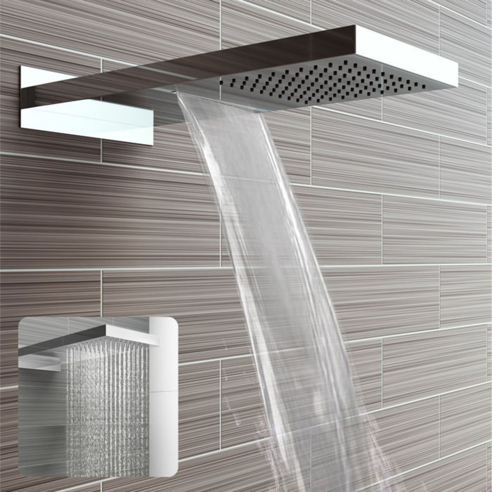 (KL35) Stainless Steel 230x500mm Waterfall Shower Head. RRP £374.98. Dual function waterfall and - Image 2 of 6