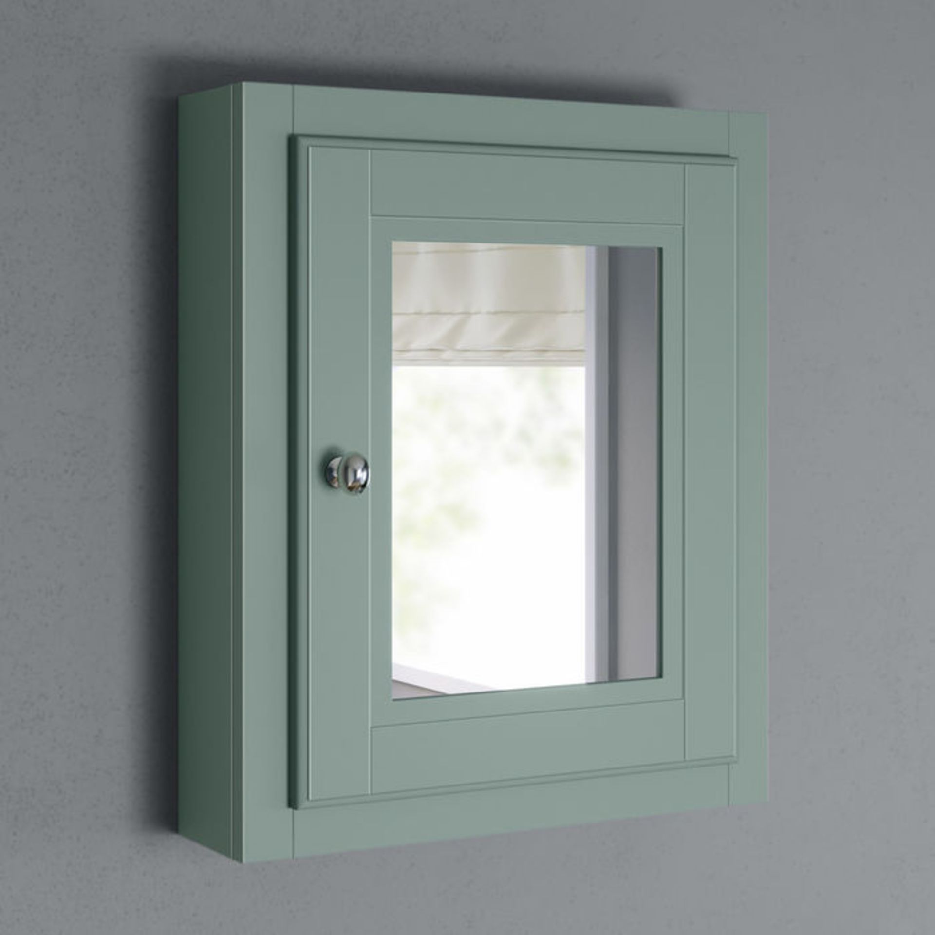 (CS208) Cambridge Single Door Mirror Cabinet - Marine Mist. RRP £199.99. Traditional aesthetic
