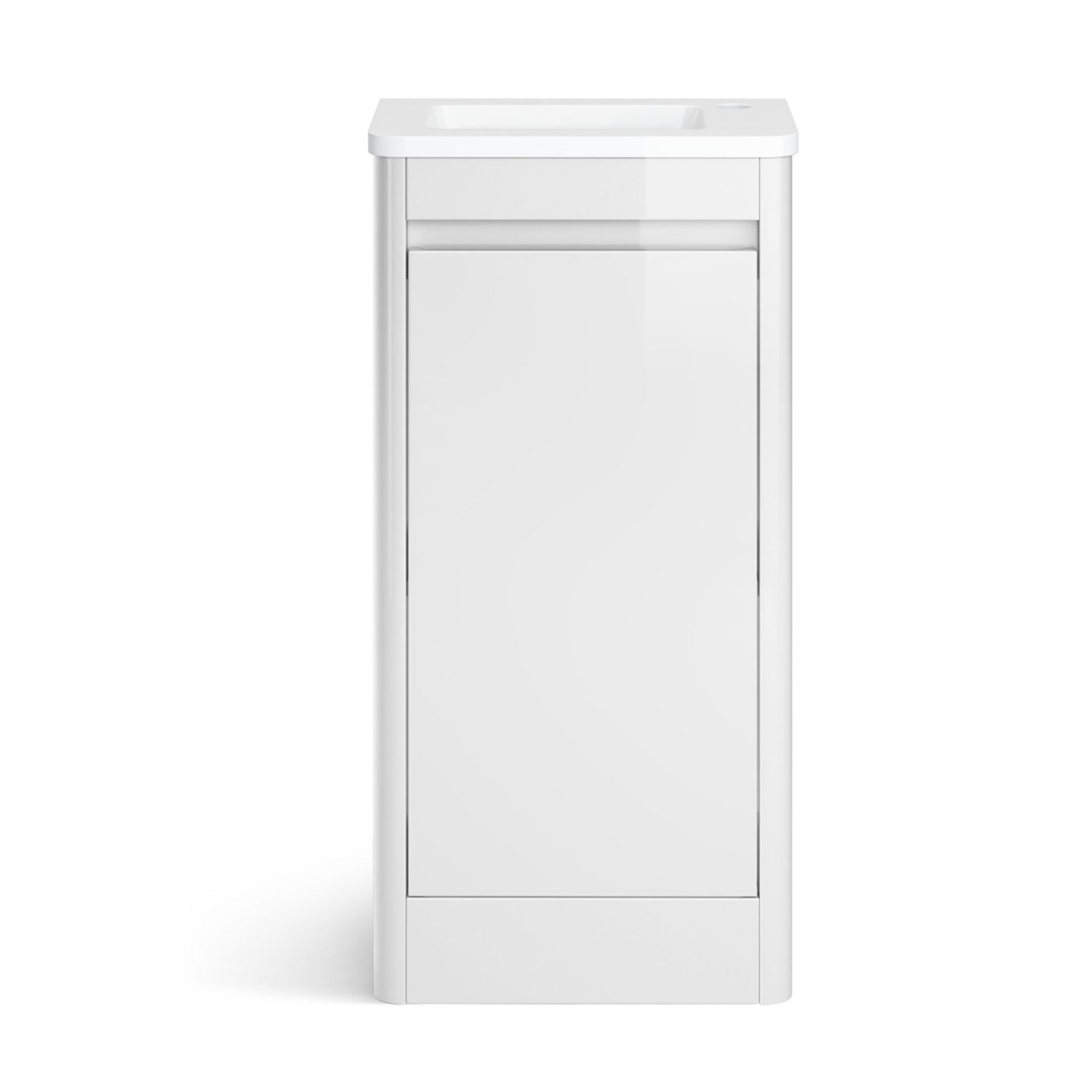 (KL23) 400mm Denver White Right Hand Cloakroom Vanity Unit - Floorstanding. RRP £399.99. Comes - Image 5 of 5