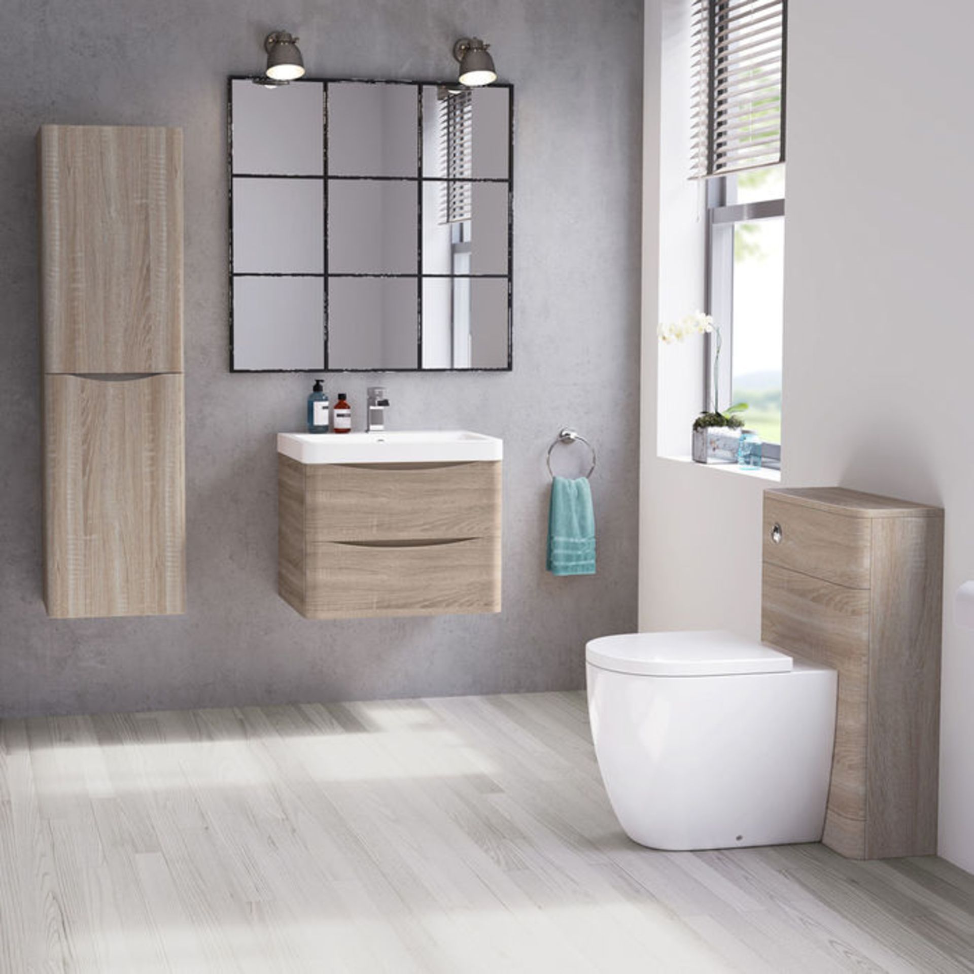 (KL21) 600mm Austin II Light Oak Effect Built In Basin Drawer Unit - Wall Hung. RRP £499.99. Comes - Image 3 of 3