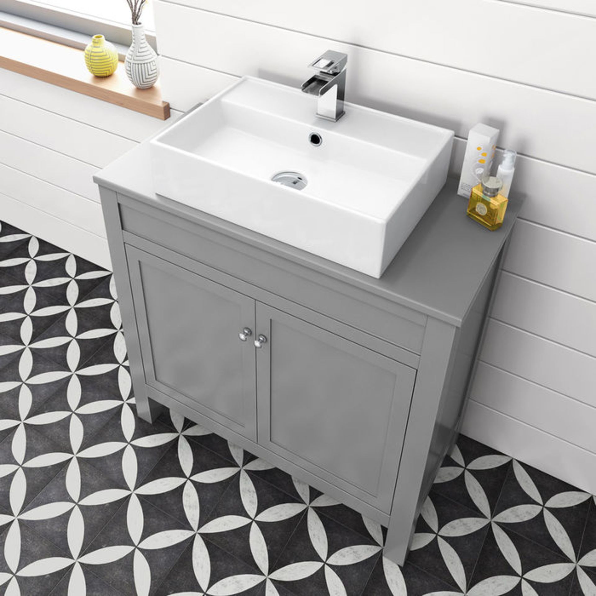 (KL9) 800mm Melbourne Grey Countertop Unit and Elisa Basin - Floor Standing. RRP £499.99 Comes - Image 3 of 5