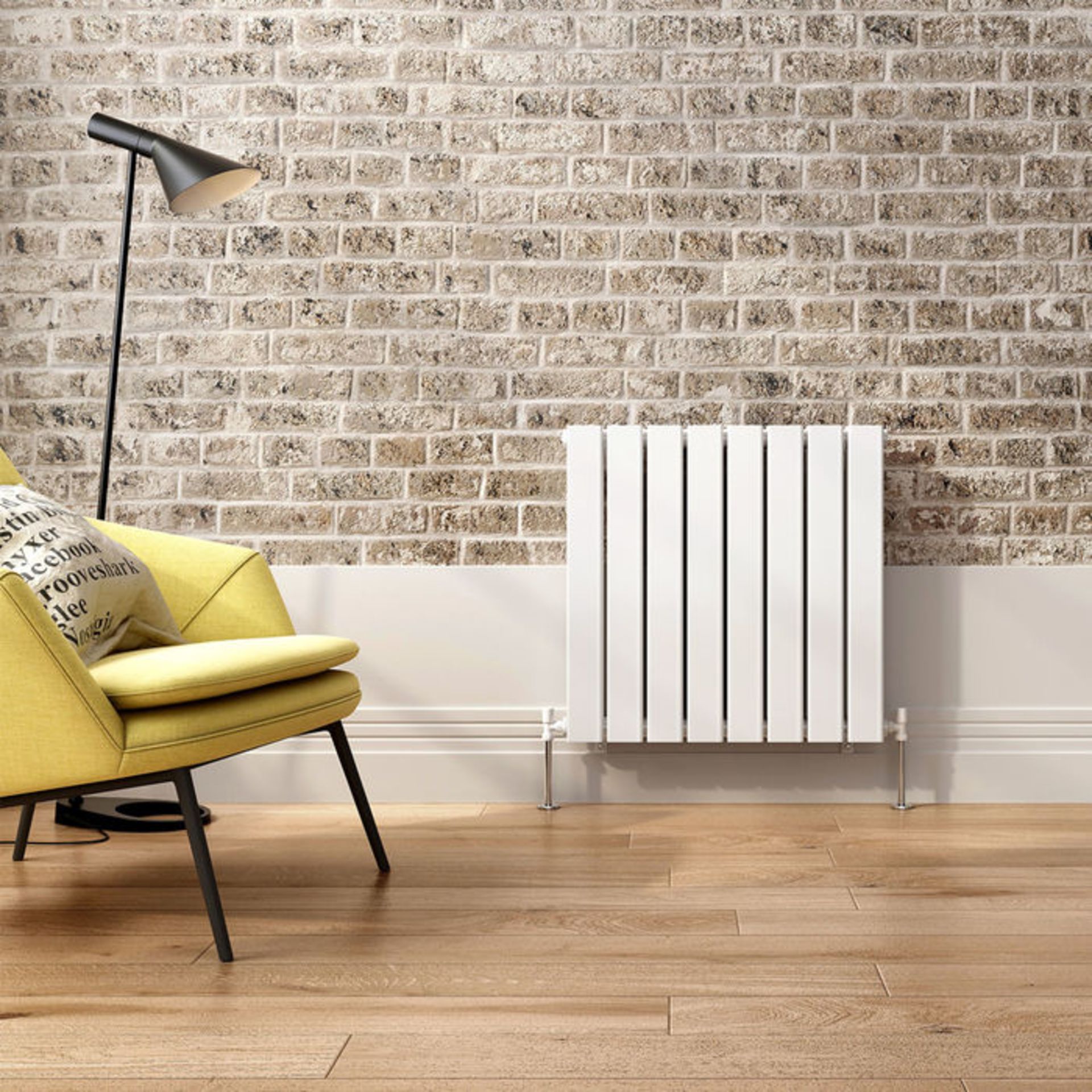 (KL44) 600x600mm Gloss White Double Flat Panel Horizontal Radiator. RRP £347.99. Made with high - Image 3 of 5