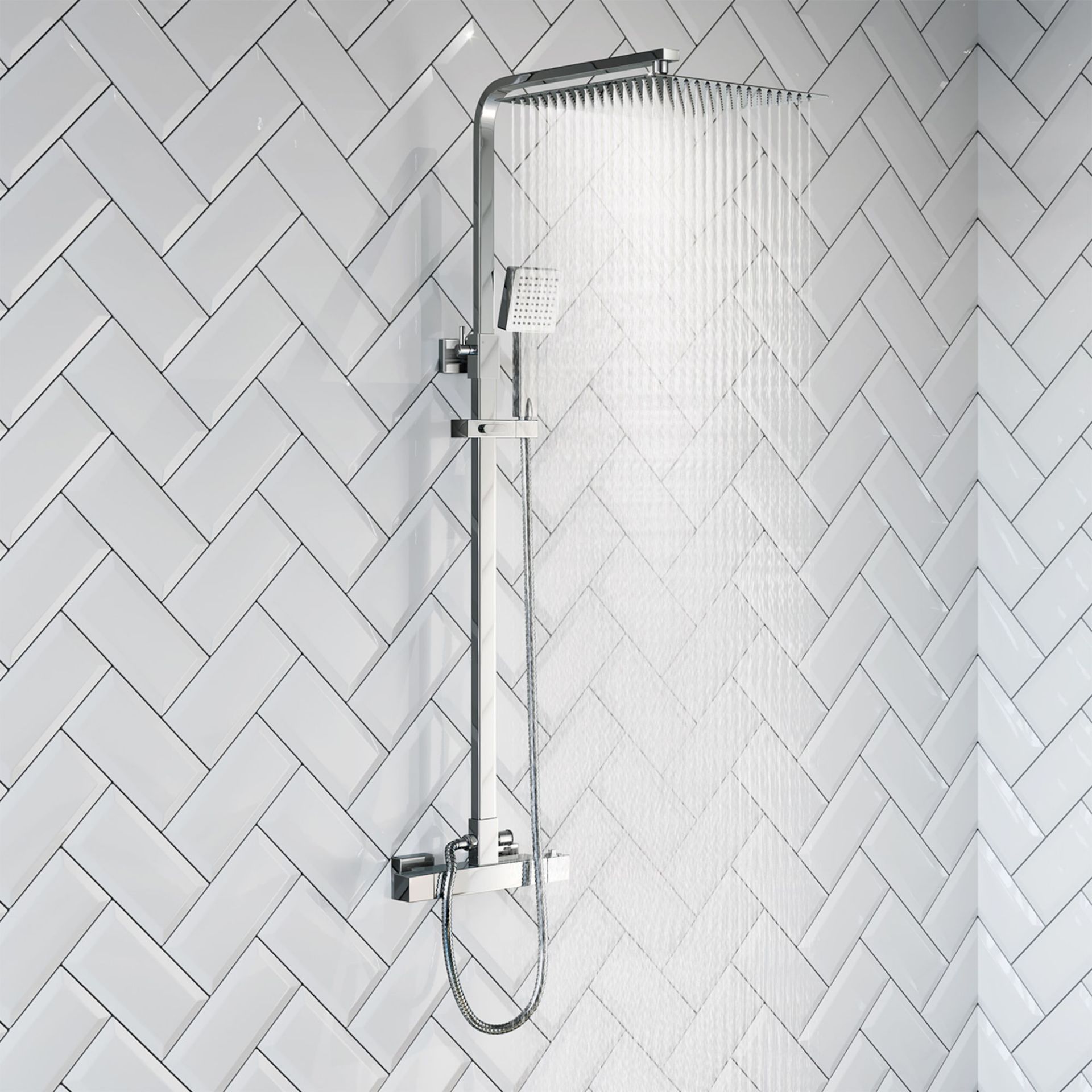 (LP162) Square Exposed Thermostatic Shower Kit with Large Head & Handheld. Family-friendly - Image 3 of 3