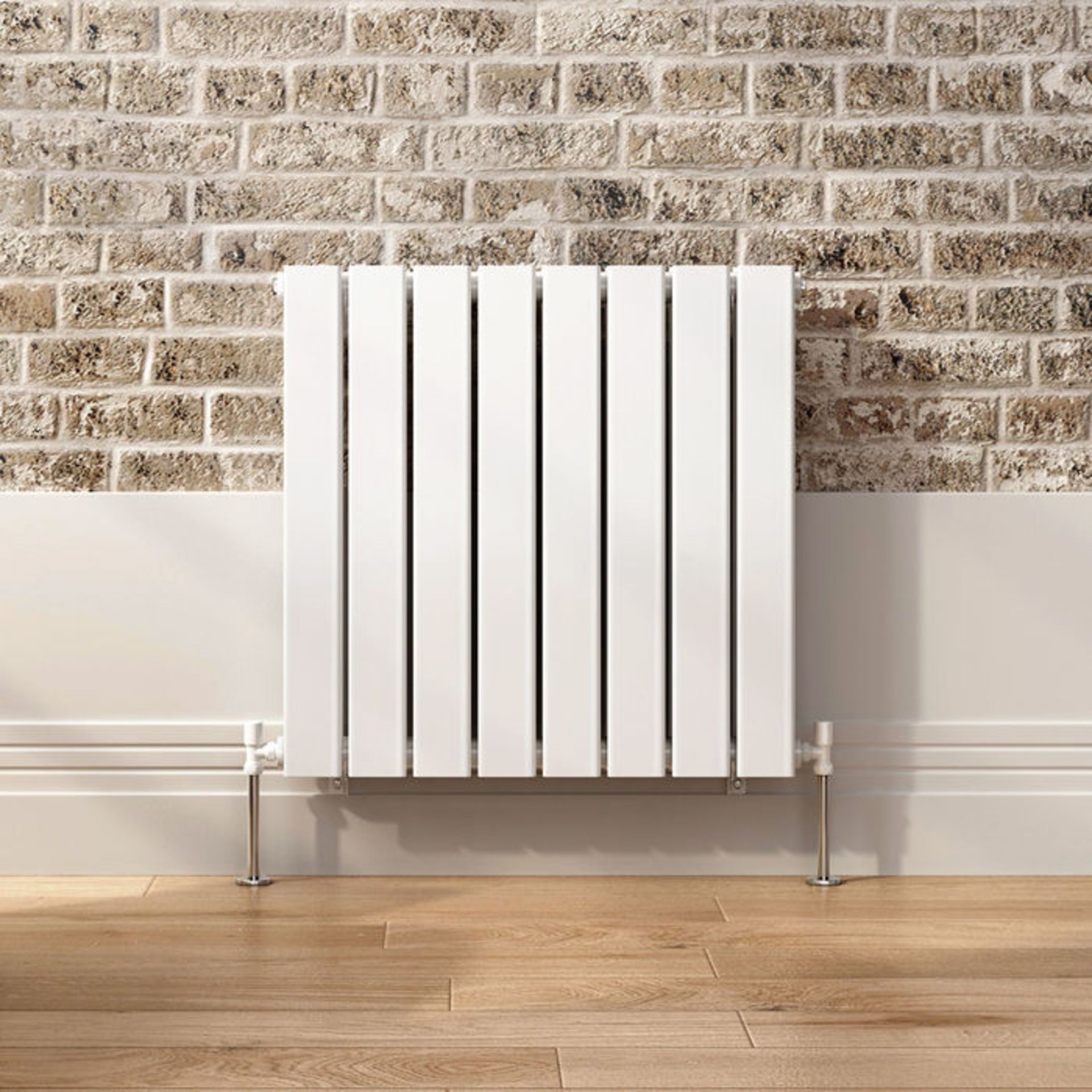 (KL44) 600x600mm Gloss White Double Flat Panel Horizontal Radiator. RRP £347.99. Made with high - Image 4 of 5