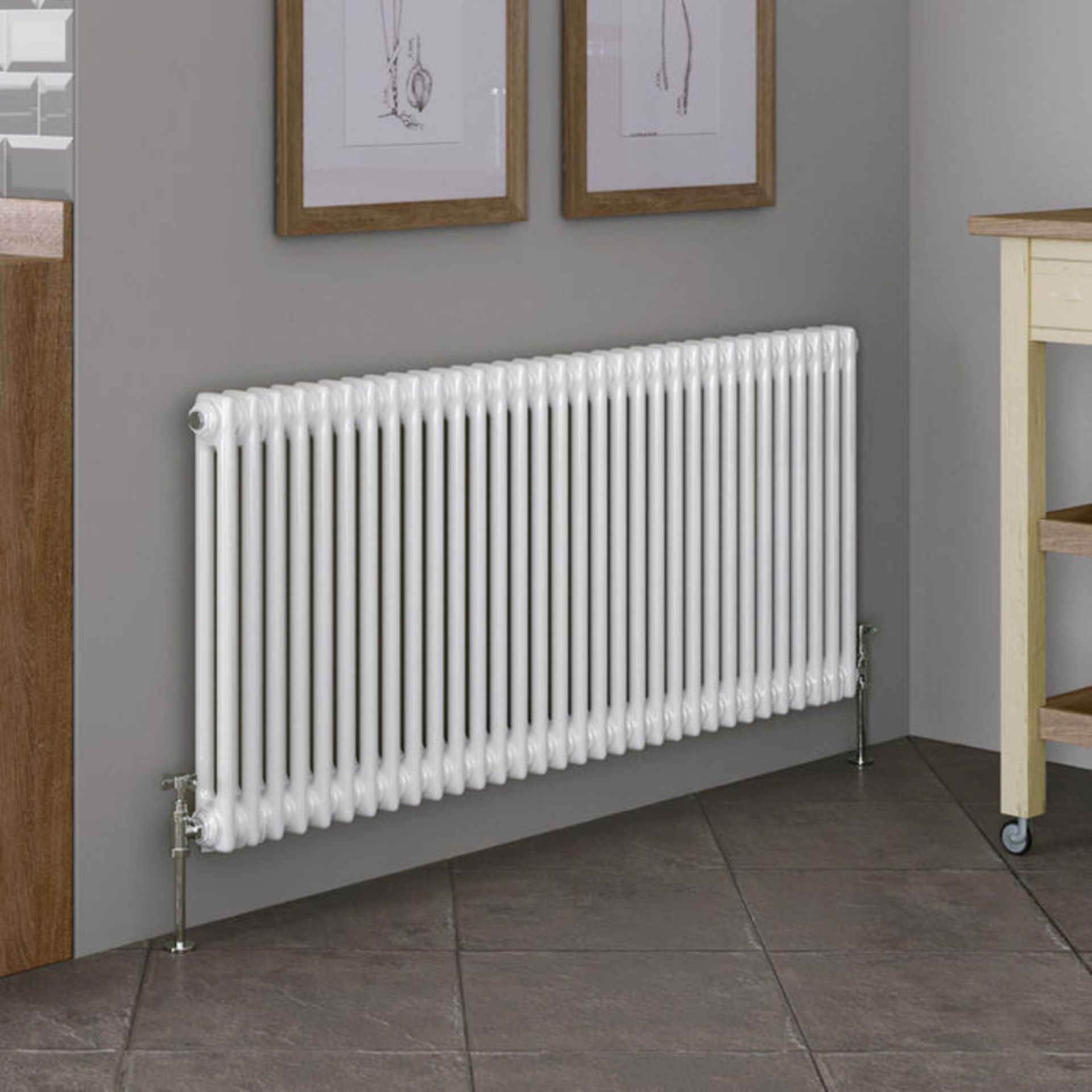 (KL50) 600x1458mm White Double Panel Horizontal Colosseum Traditional Radiator. RRP £606.99. Made - Image 3 of 4