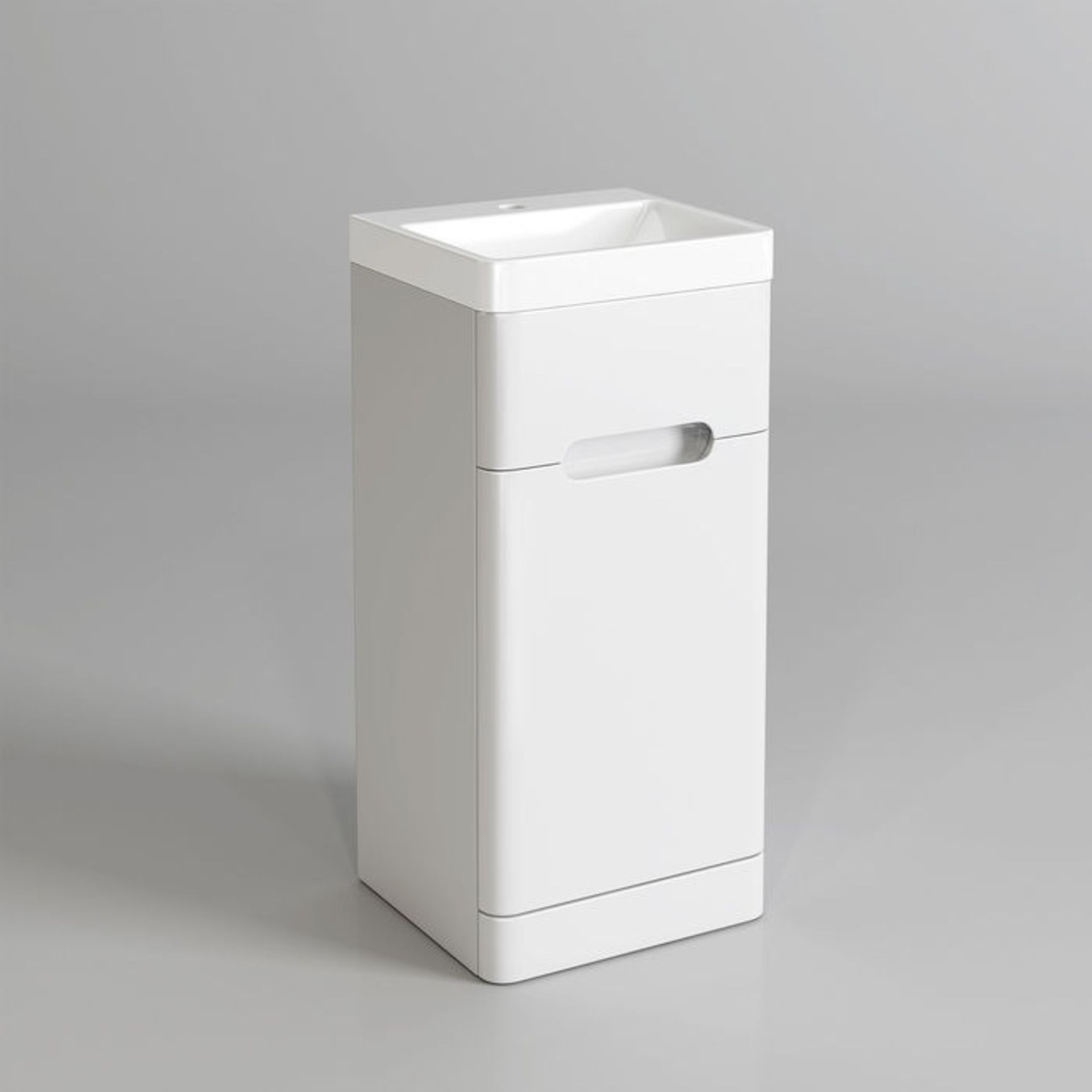 (KL17) 400mm Tuscany Gloss White Single Door Basin Unit - Floor Standing. RRP £299.99. Comes - Image 2 of 3