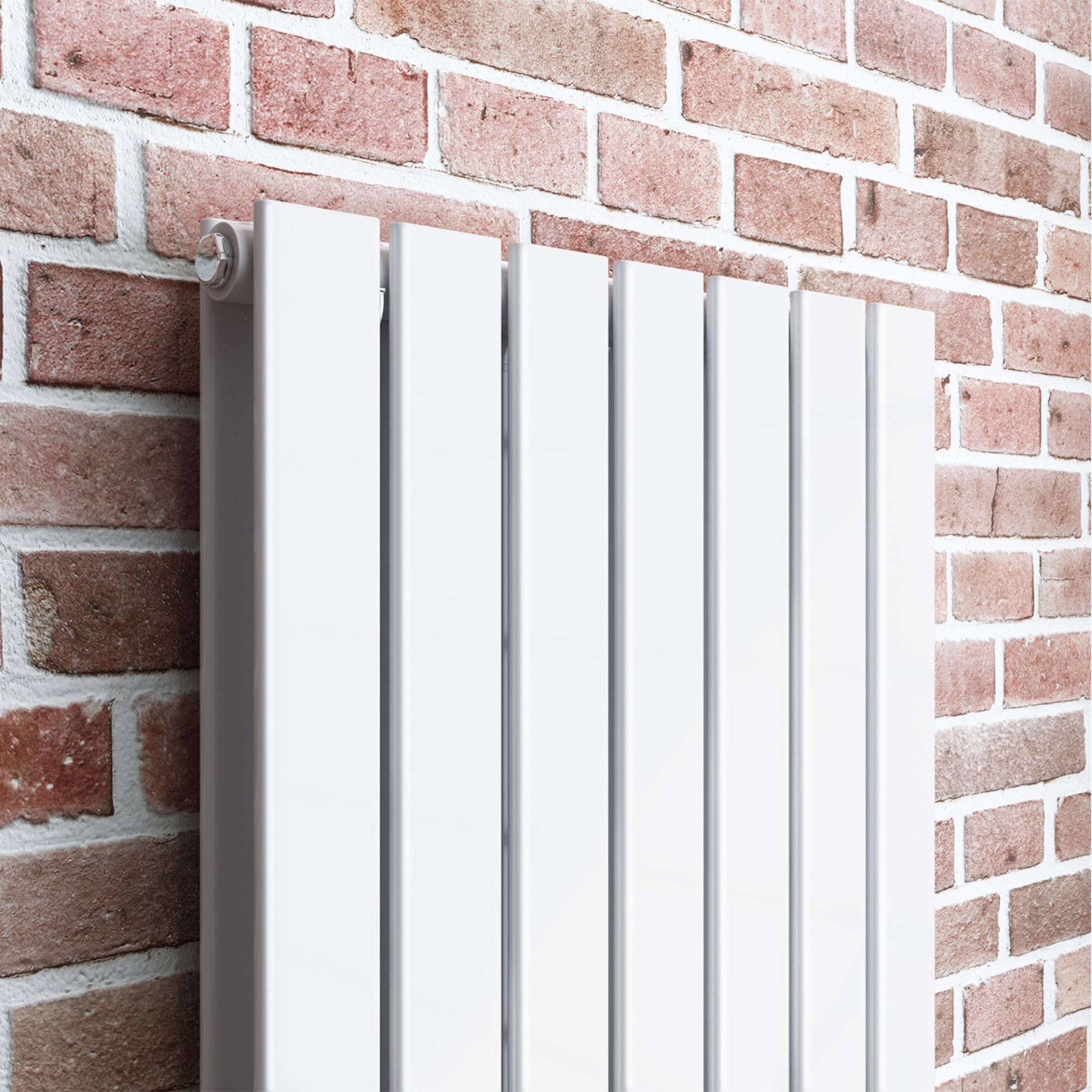 (EY223) 1800x578mm Gloss White Double Flat Panel Vertical Radiator. RRP £499.99. Made from high - Image 3 of 4