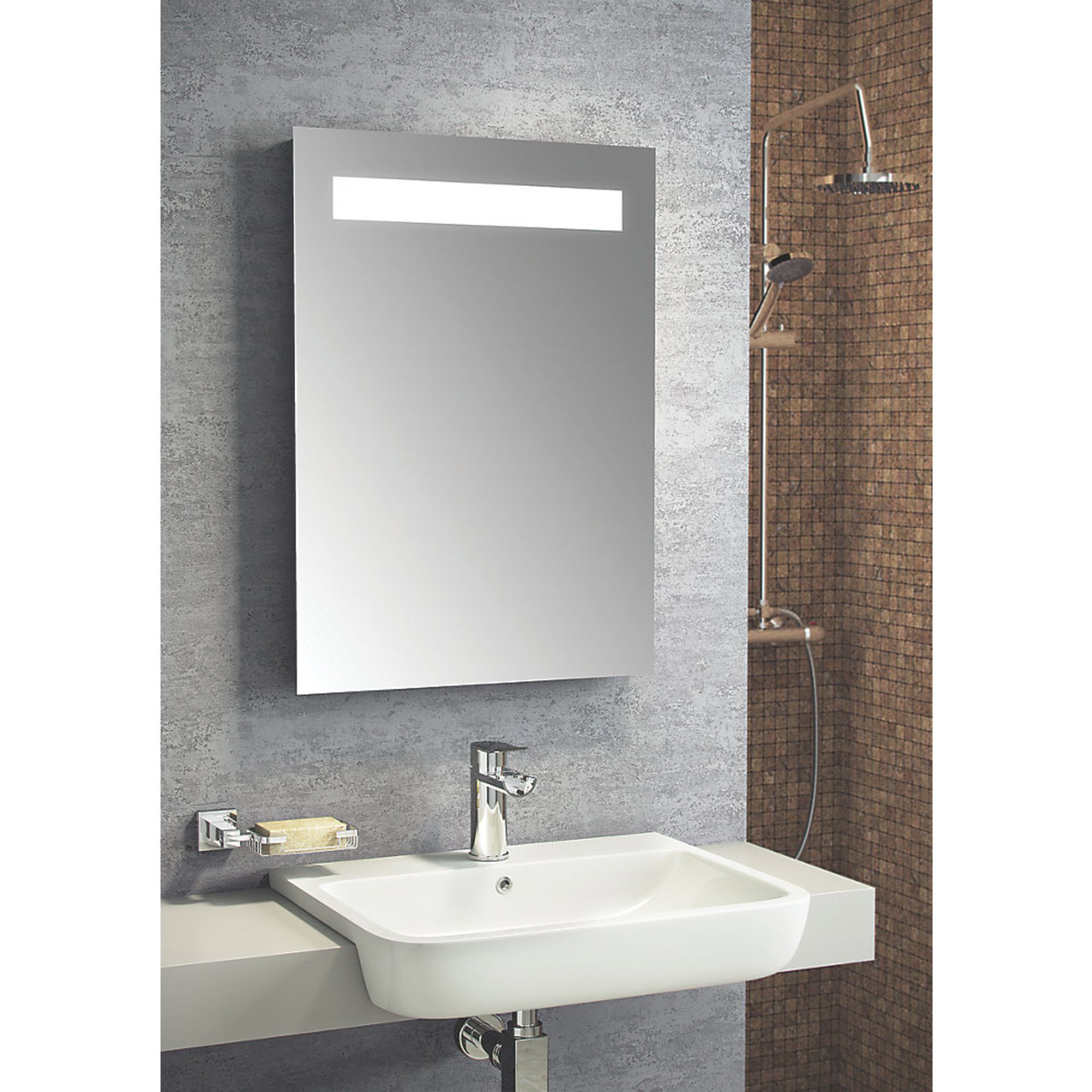 (KL100) 500 X 700mm CASSELLIE WHITE LED BATHROOM MIRROR 15W. Adds simplistic and sophisticated