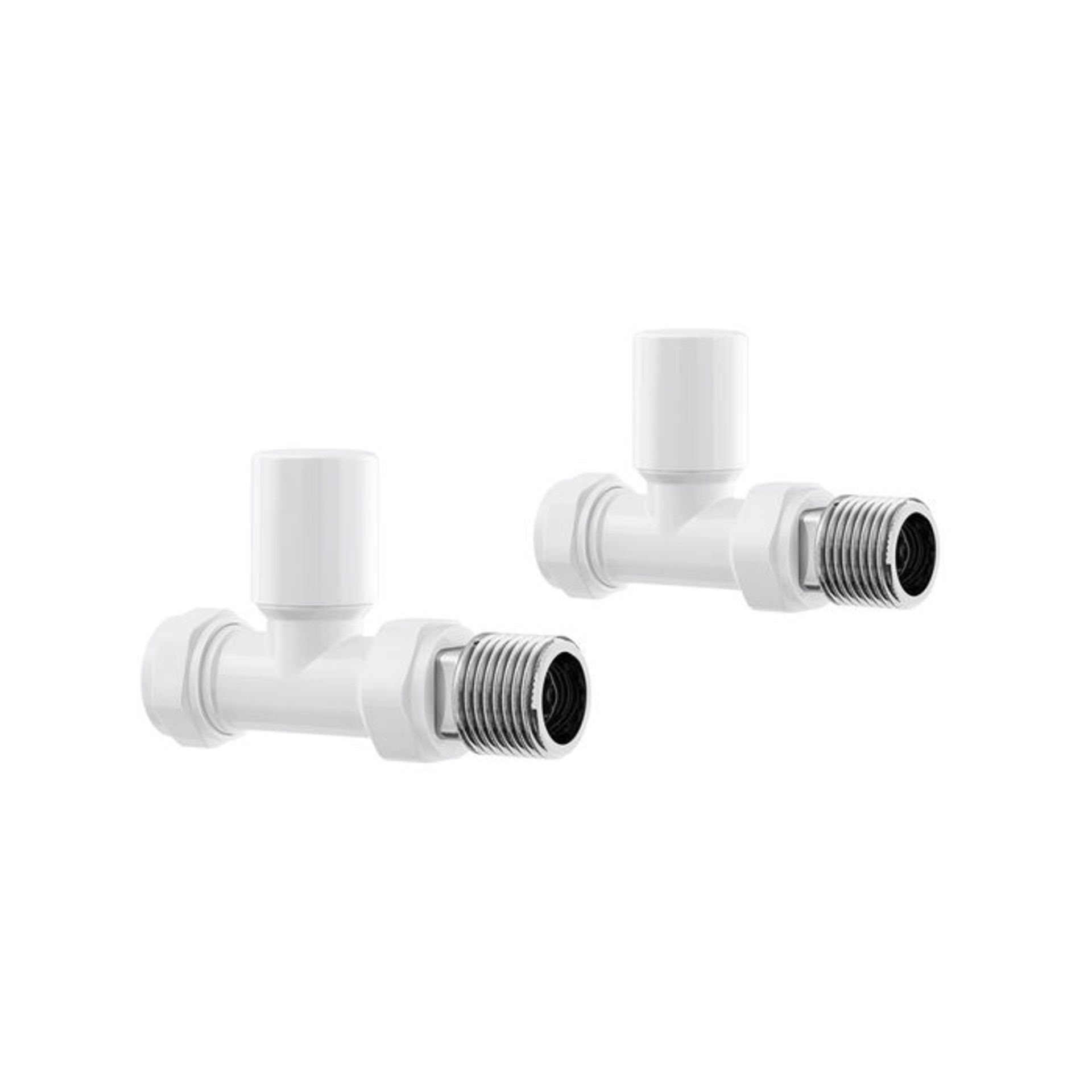 (MP81) 15mm Standard Connection Straight Gloss White Radiator Valves Solid brass construct - Image 2 of 3