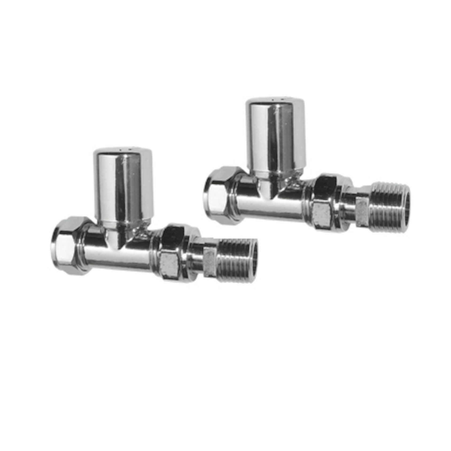 (MP80) Standard 15mm Connection Straight Chrome Radiator Valves Chrome Plated Solid Brass Straight - Image 2 of 3