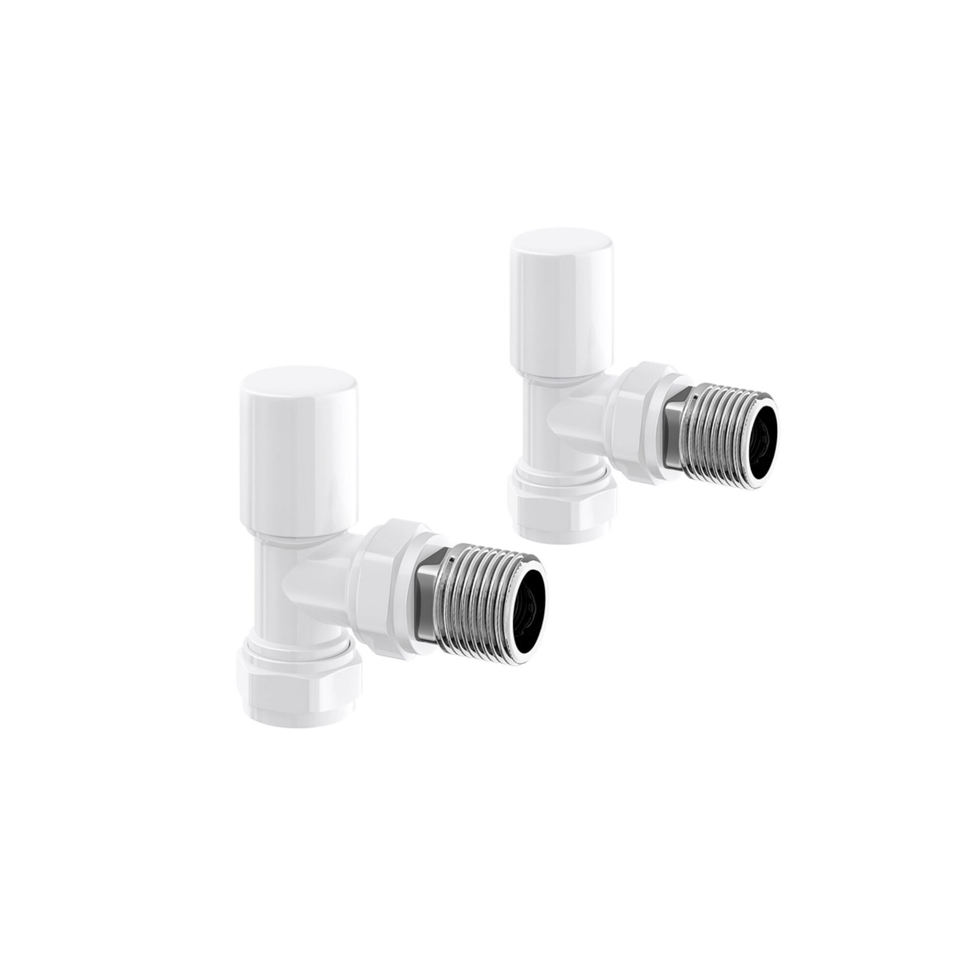 (MP68) 15mm Standard Connection Angled Gloss White Radiator Valves Solid brass construct Angled - Image 2 of 4