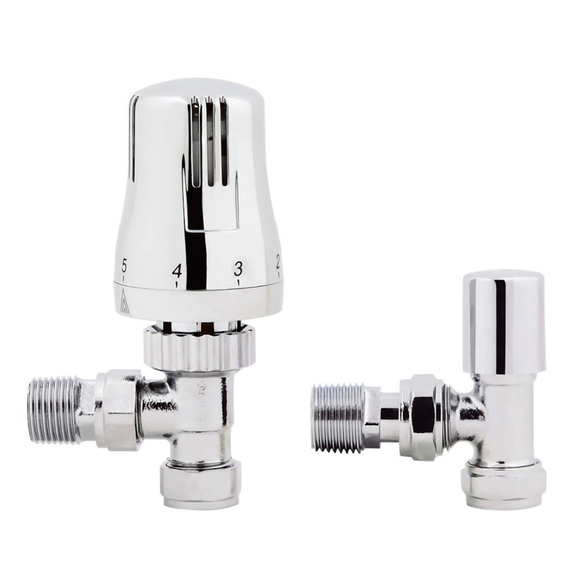 (MP62) 15mm Standard Connection Thermostatic Angled Chrome Radiator Valves Chrome Plated Solid Brass - Image 2 of 3