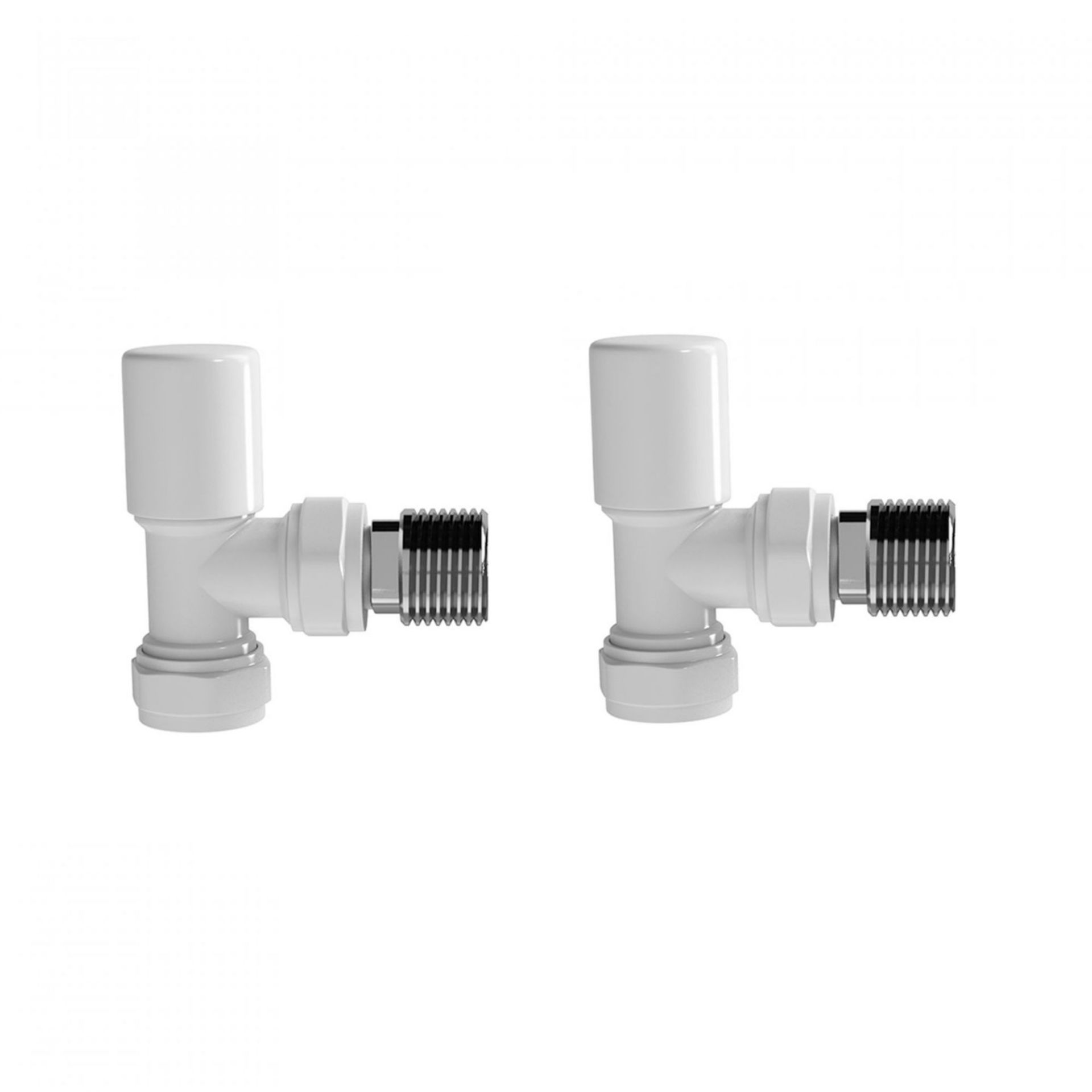 (MP58) 15mm Standard Connection Angled Gloss White Radiator Valves. Solid brass construct Angled - Image 2 of 4
