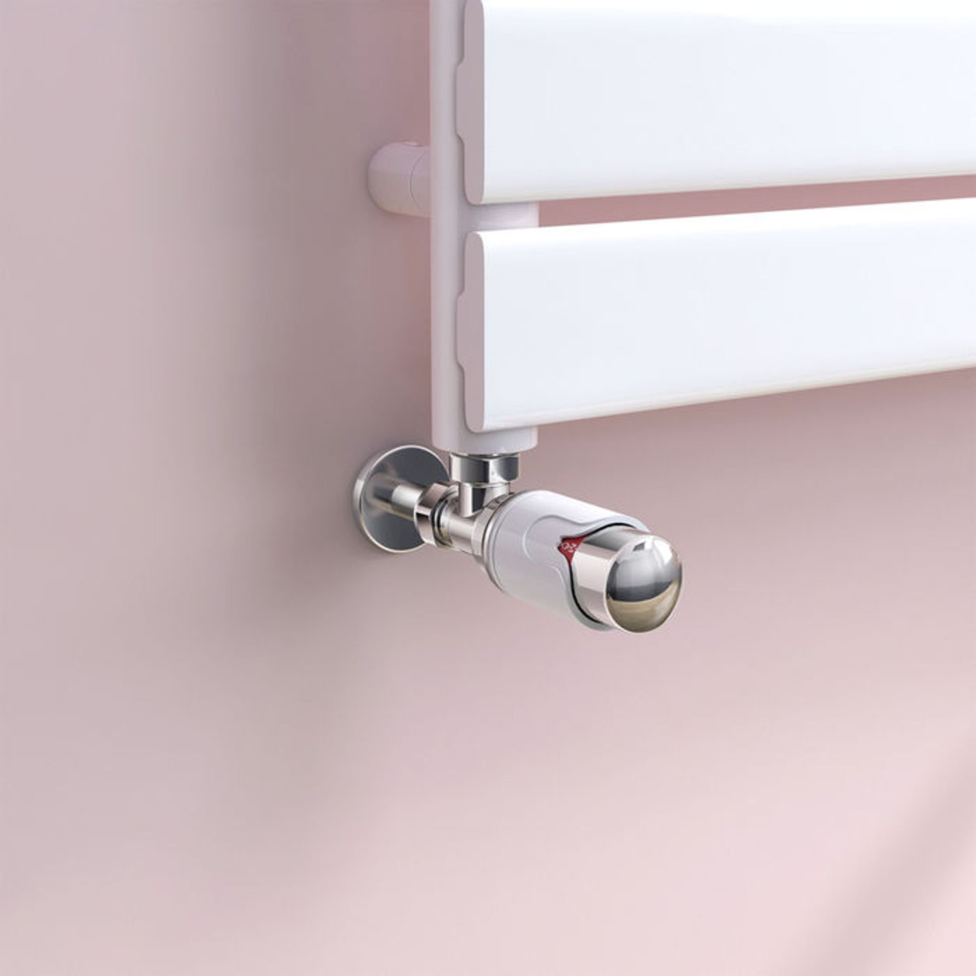 (NK19) 15mm Standard Connection Thermostatic Angled Gloss White & Chrome Radiator Valves Solid brass - Image 4 of 4