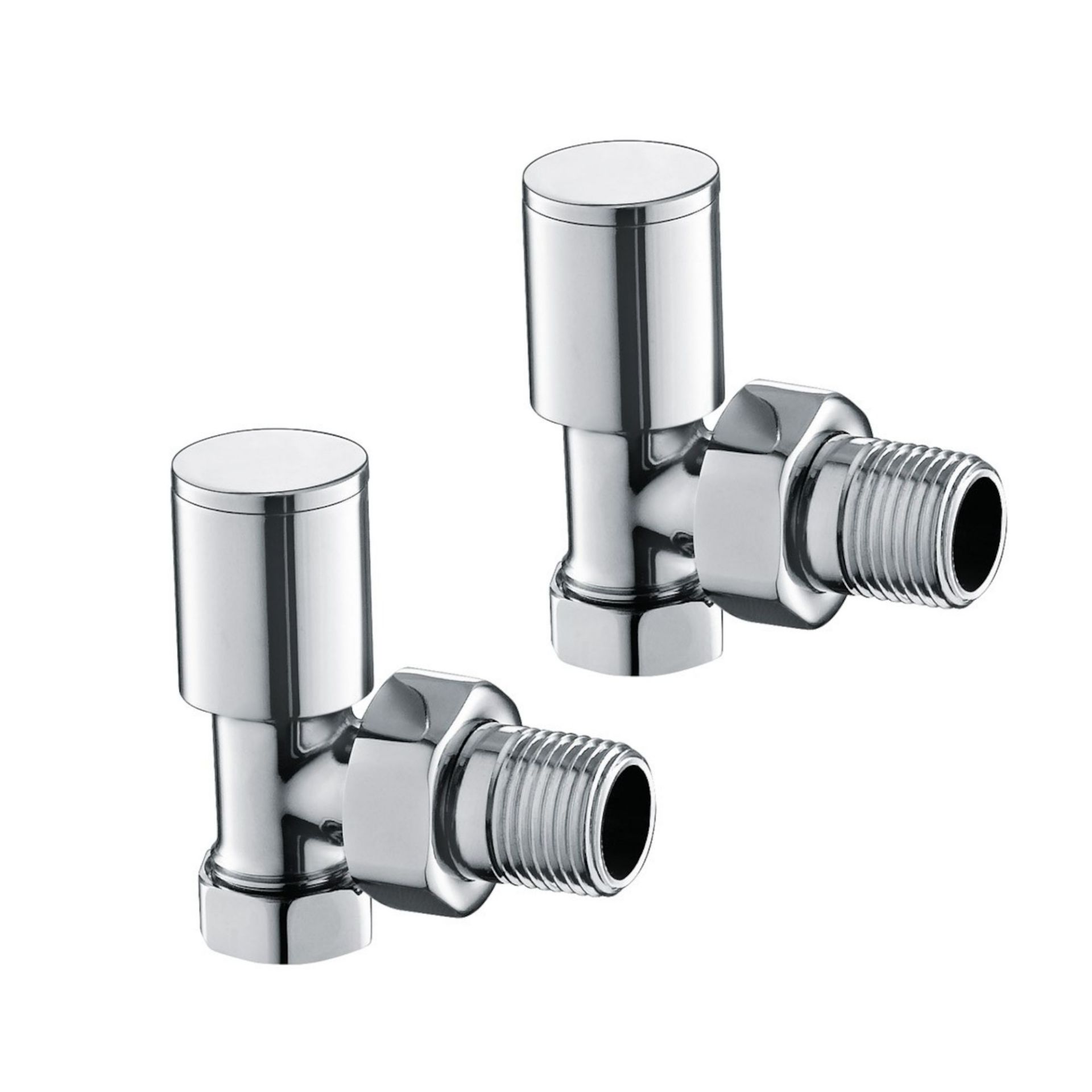 (V20) 15mm Standard Connection Angled Radiator Valves - Heavy Duty Polished Chrome Plated Brass. - Image 2 of 3