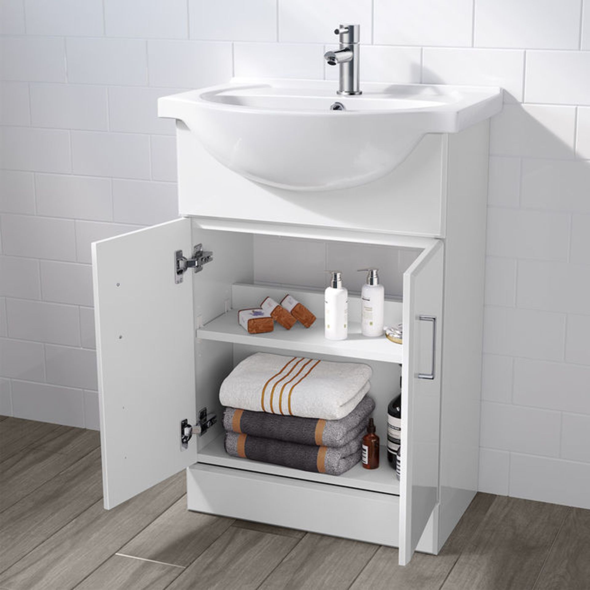 (YC50) 550x300mm Quartz Gloss White Built In Basin Cabinet. RRP £349.99. Comes complete with - Image 2 of 4