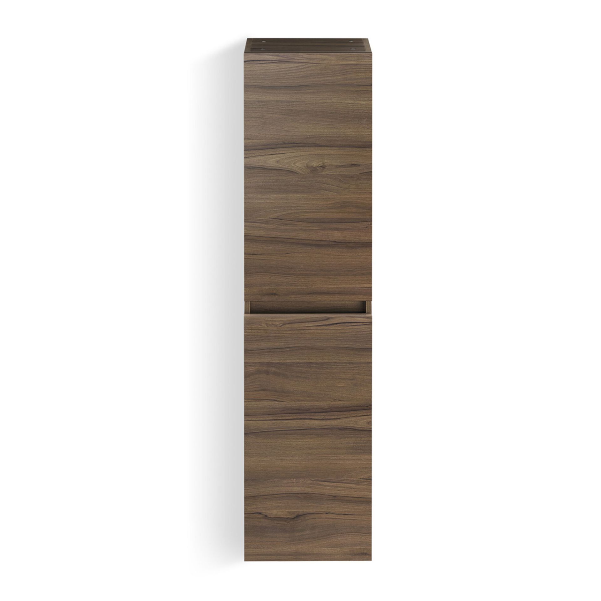 (YC24) Walnut Effect Wall Hung Tall Storage Cabinet. Great practical storage solution with
