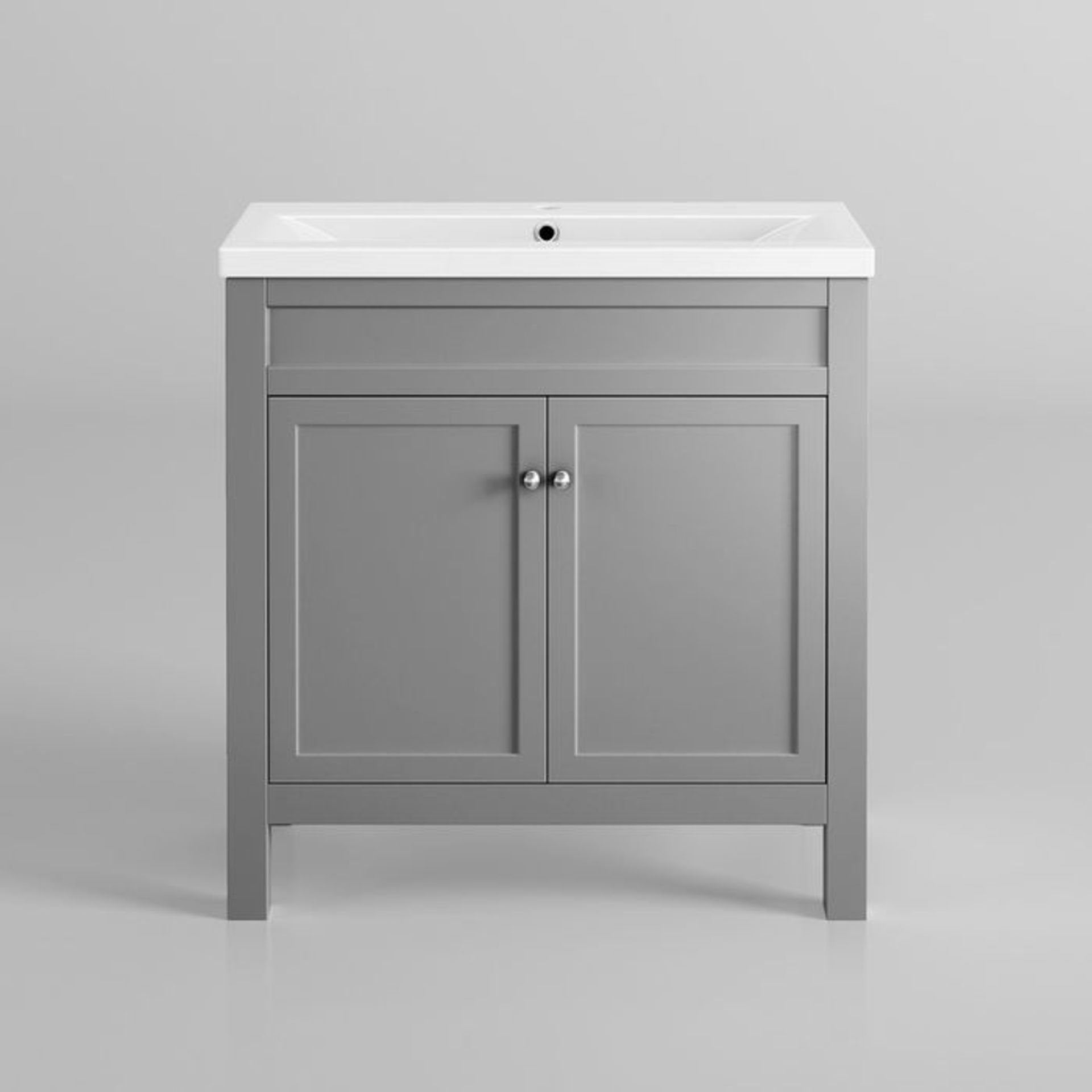 (YC46) 800mm Melbourne Earl Grey Double Door Vanity Unit - Floor Standing. RRP £499.99. Comes - Image 4 of 4