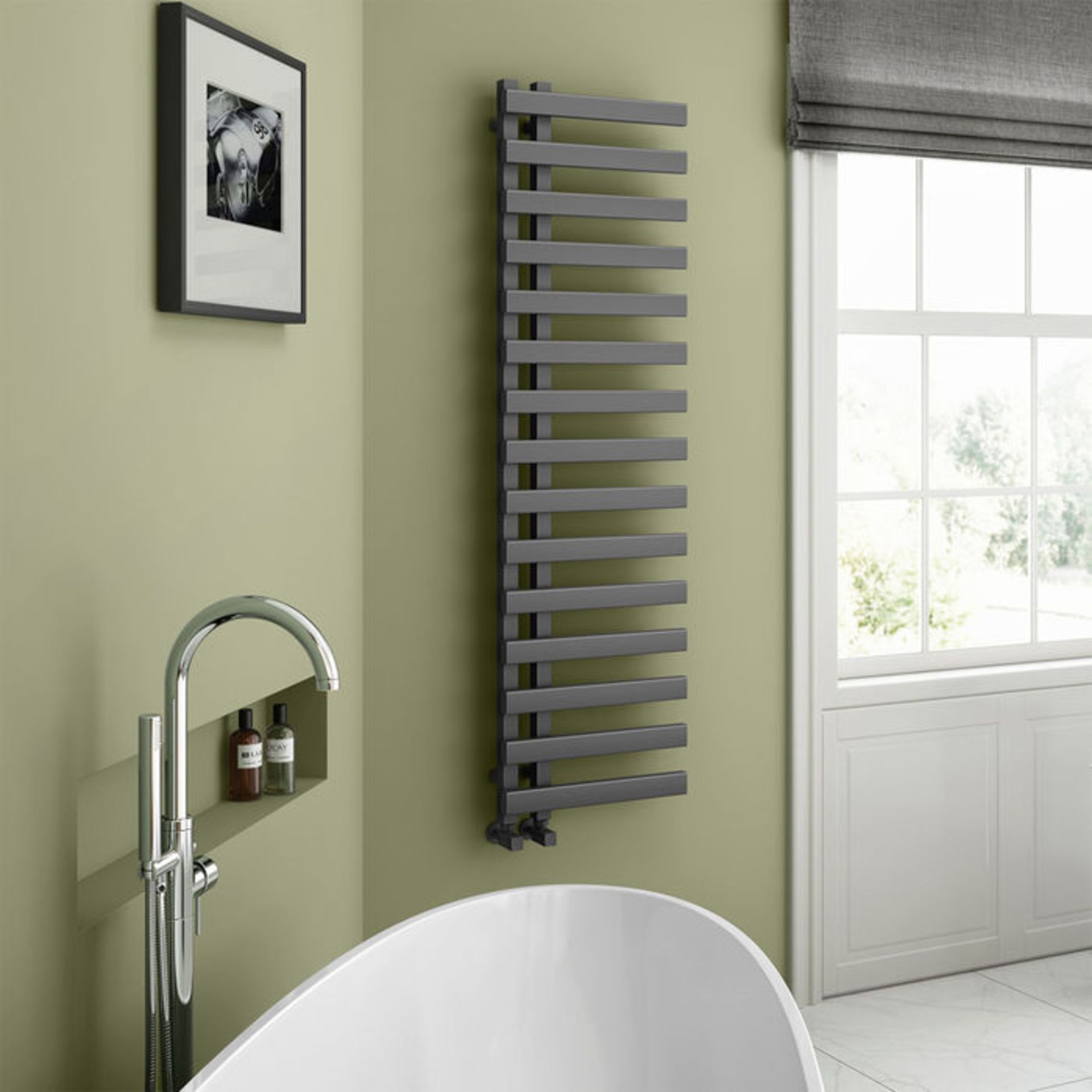 (YC7) 1600x450mm Anthracite Designer Towel Radiator - Flat Panel. Enjoy the convenience of a towel - Image 2 of 3