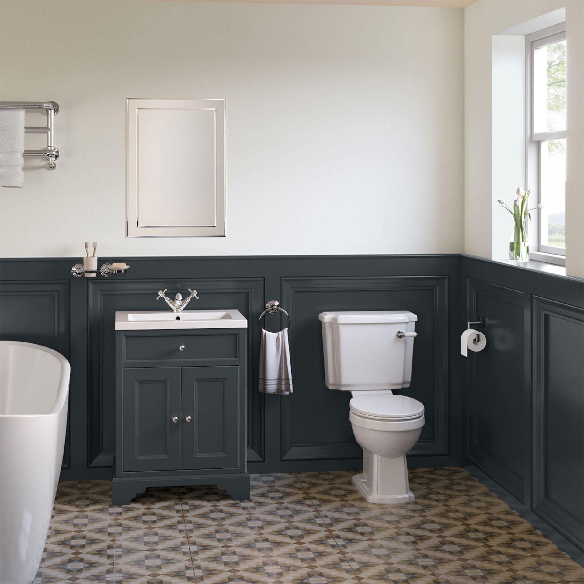 (YC4) 600mm Loxley Charcoal Vanity Unit - Floor Standing. Comes complete with basin. Stunning - Image 4 of 6