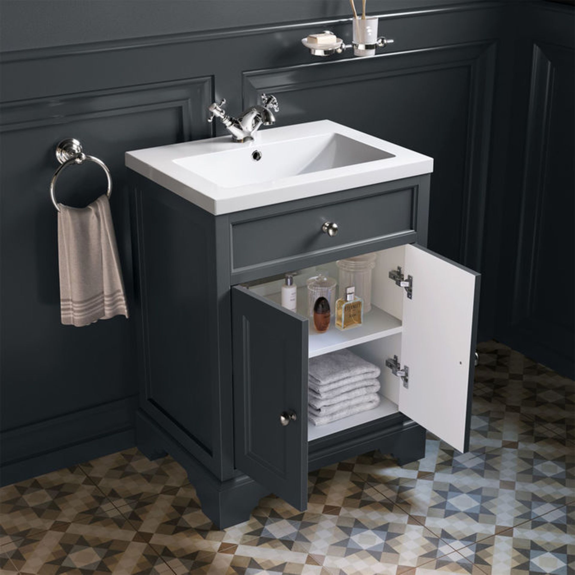 (YC4) 600mm Loxley Charcoal Vanity Unit - Floor Standing. Comes complete with basin. Stunning - Image 2 of 6