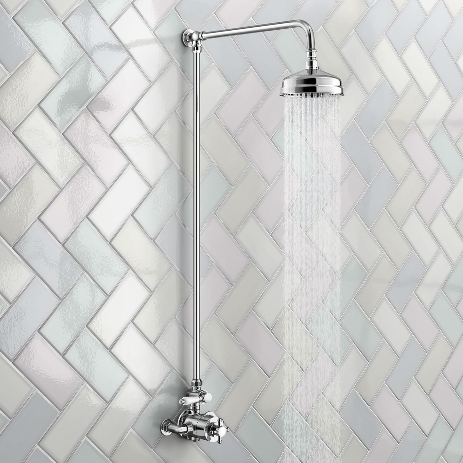 (YC63) Traditional Exposed Thermostatic Shower Kit & Medium Head. Traditional exposed valve