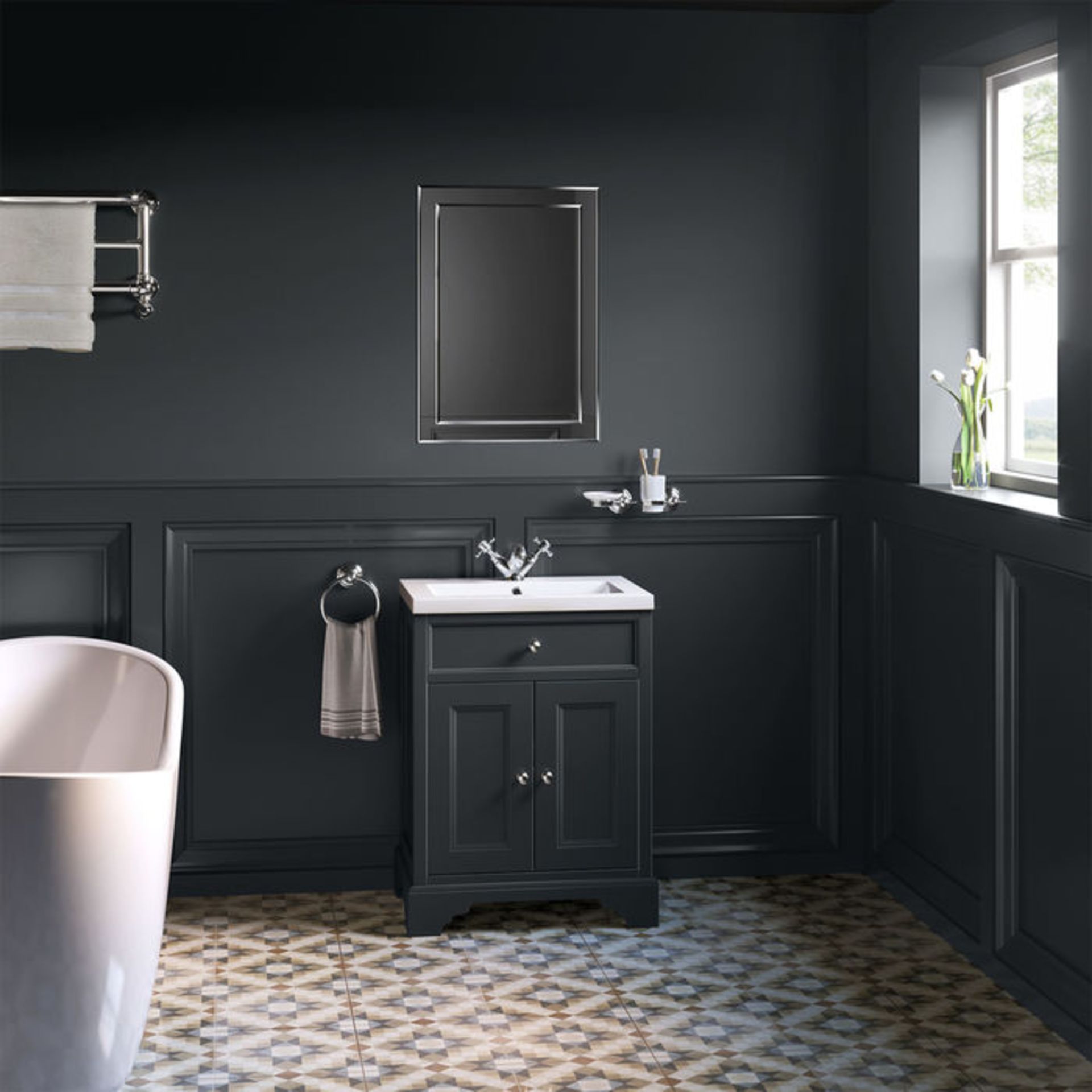 (YC4) 600mm Loxley Charcoal Vanity Unit - Floor Standing. Comes complete with basin. Stunning - Image 3 of 6