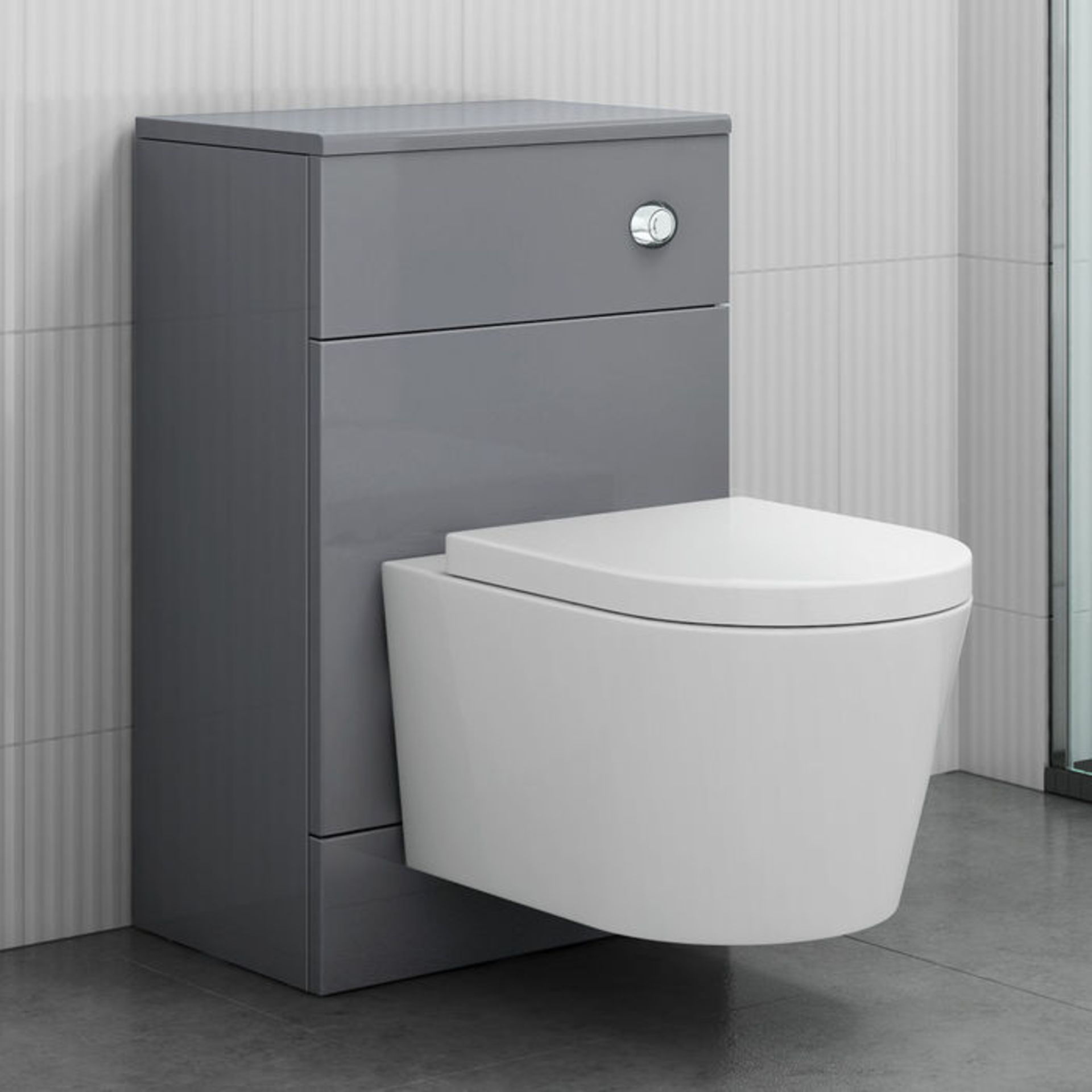 (YC22) 500mm Harper Gloss Grey Back To Wall Toilet Unit. RRP £119.99. Our discreet unit cleverly - Image 2 of 4