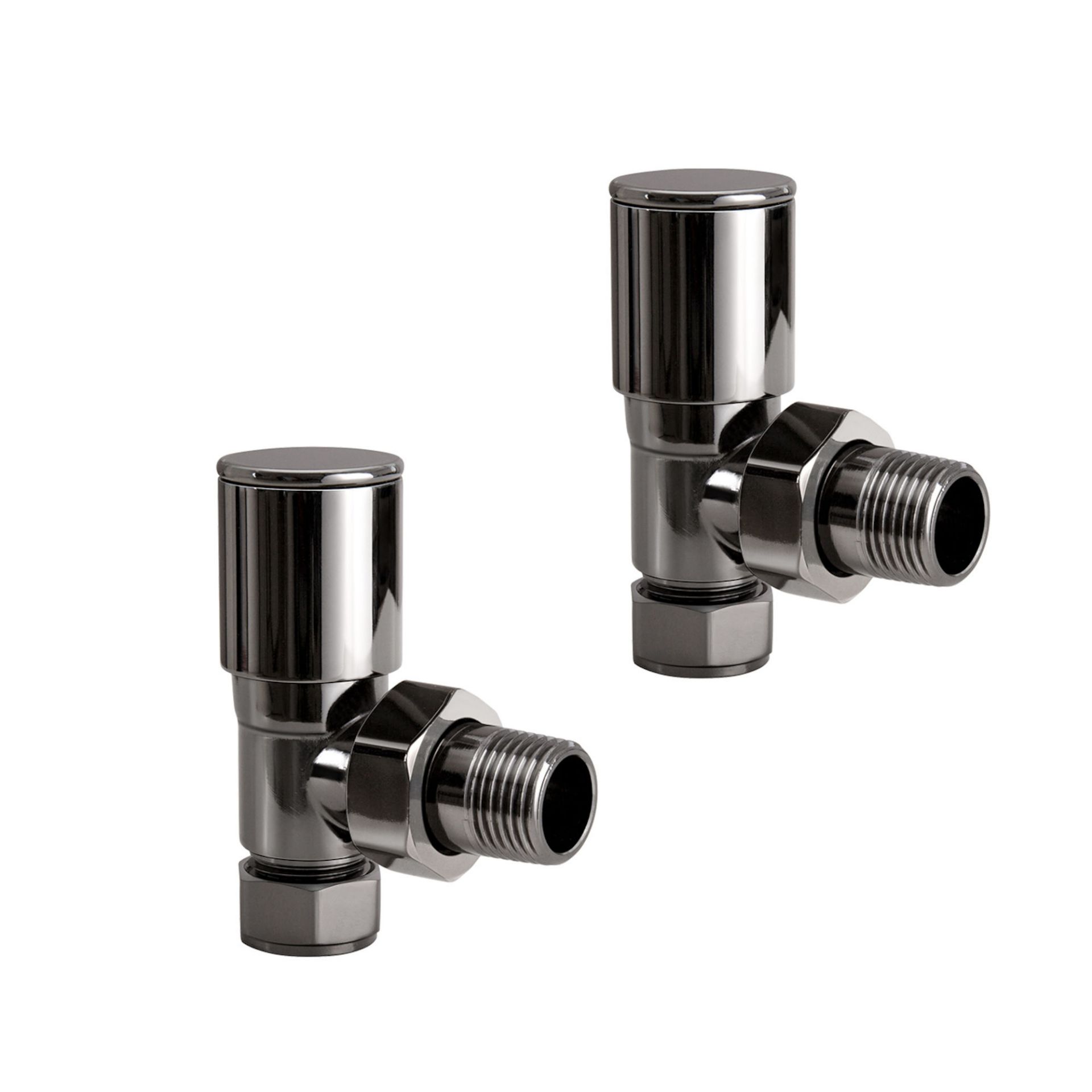 (R1034) Standard Connection Angled Radiator Valve in Black Nickel - 15mm Structured with flexibility