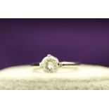 18k White Gold Single Stone Prong Set Diamond Ring 1.20