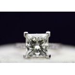 18k White Gold Single Stone Prong Set With Stone Set Shoulders Diamond Ring 5.00