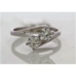 18k White Gold Two Stone Claw Set Diamond Ring 0.72