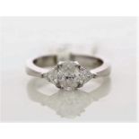 18k White Gold Three Stone Claw Set Diamond Ring 1.00