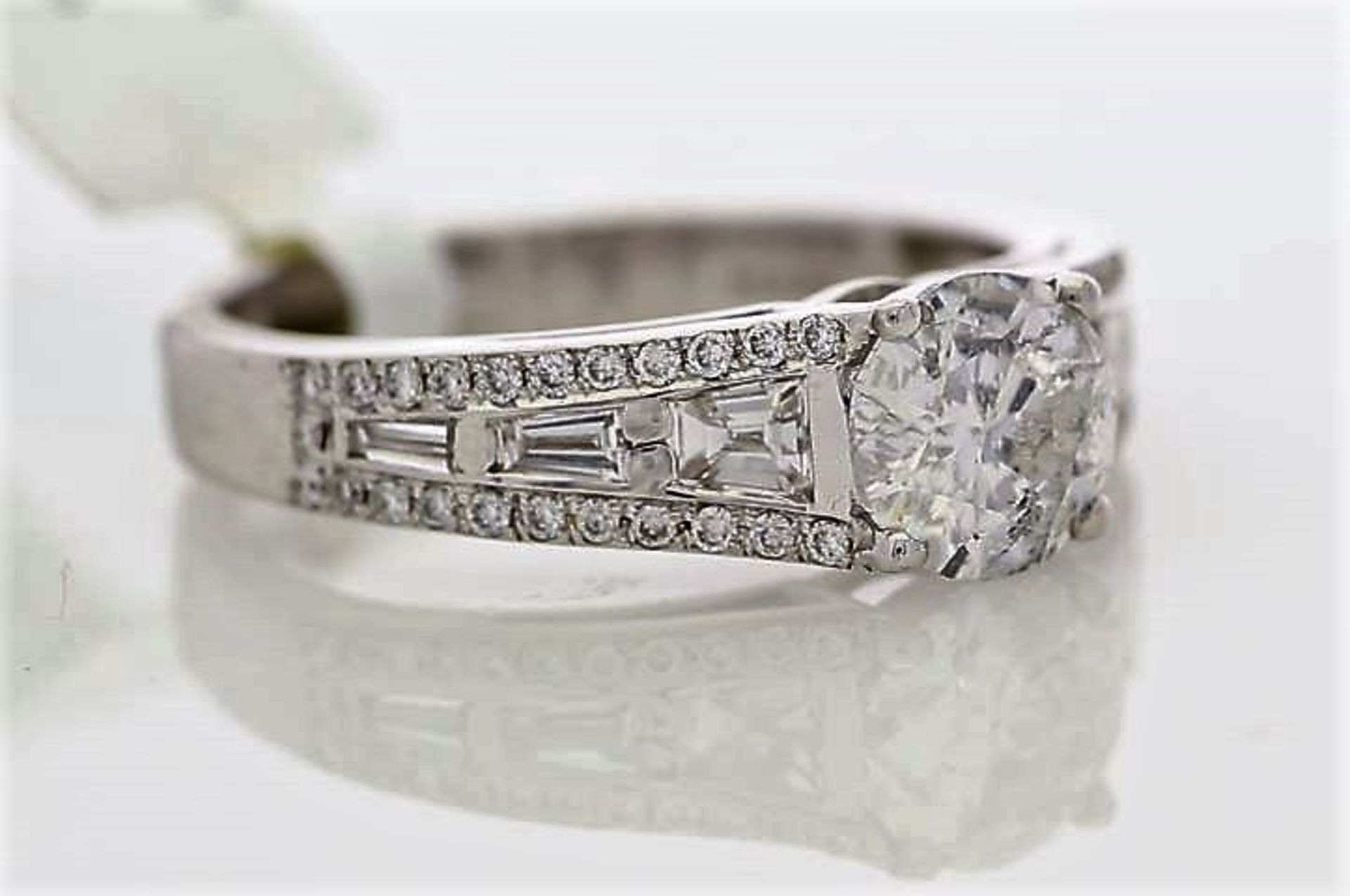 18k White Gold Single Stone Prong Set With Stone Set Shoulders Diamond Ring 2.26 - Image 2 of 3