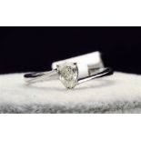 18k White Gold Single Stone Prong Set Diamond Ring 0.38