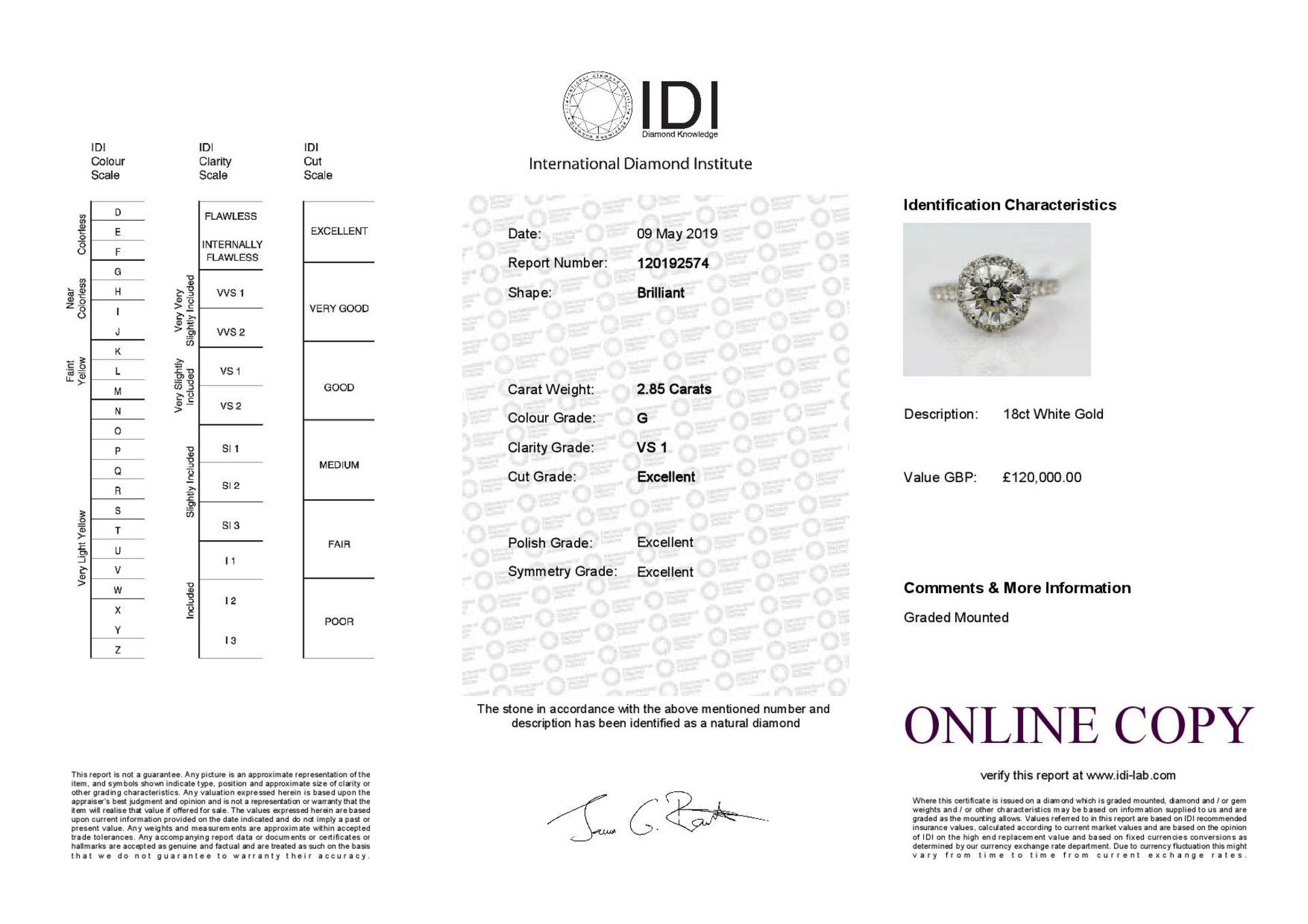 18k White Gold Single Stone With Halo Setting Ring 3.85 - Image 3 of 3