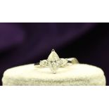 18k White Gold Three Stone Claw Set Diamond Ring 2.51