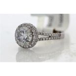 18k White Gold Single Stone With Halo Setting Ring 2.25