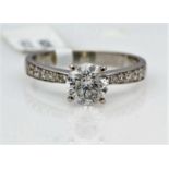 18k White Gold Single Stone Prong Set With Stone Set Shoulders Diamond Ring 1.82