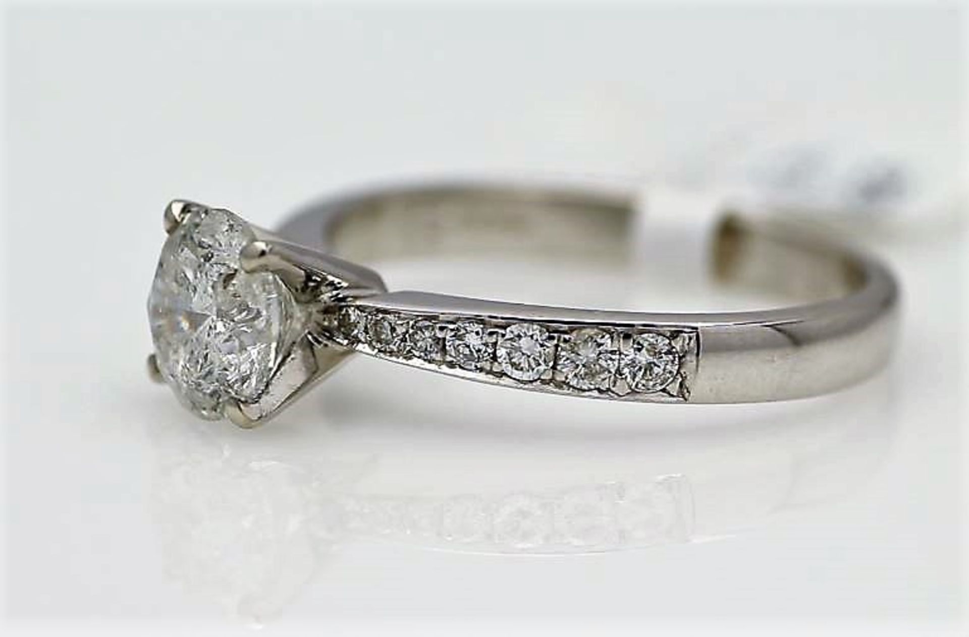 18k White Gold Single Stone Prong Set With Stone Set Shoulders Diamond Ring 1.82 - Image 2 of 3