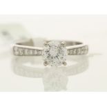 18k White Gold Single Stone Prong Set With Stone Set Shoulders Diamond Ring 1.39