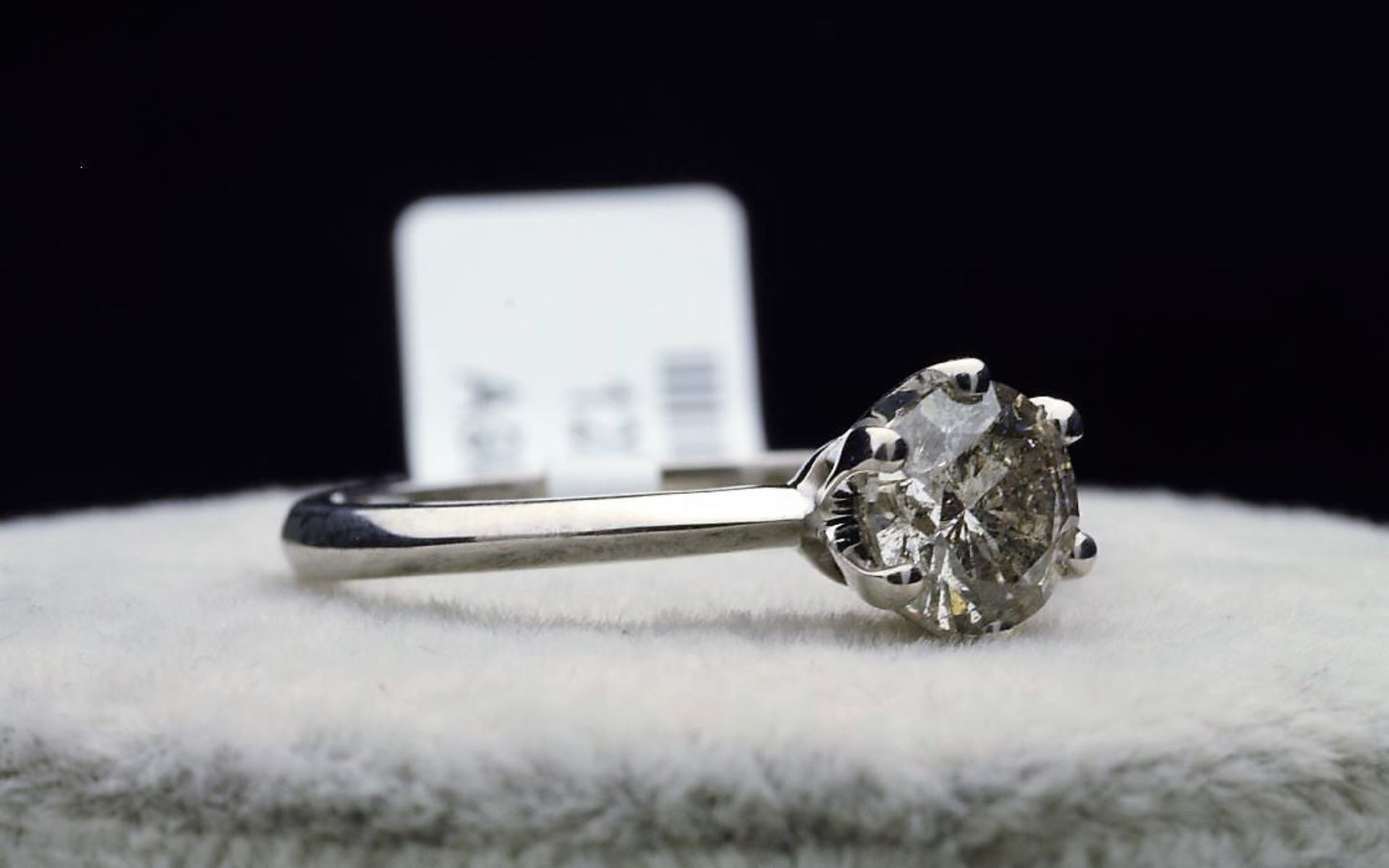 18k White Gold Single Stone Prong Set Diamond Ring 1.04