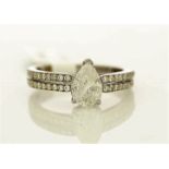 18k White Gold Single Stone Prong Set With Stone Set Shoulders Diamond Ring 1.59