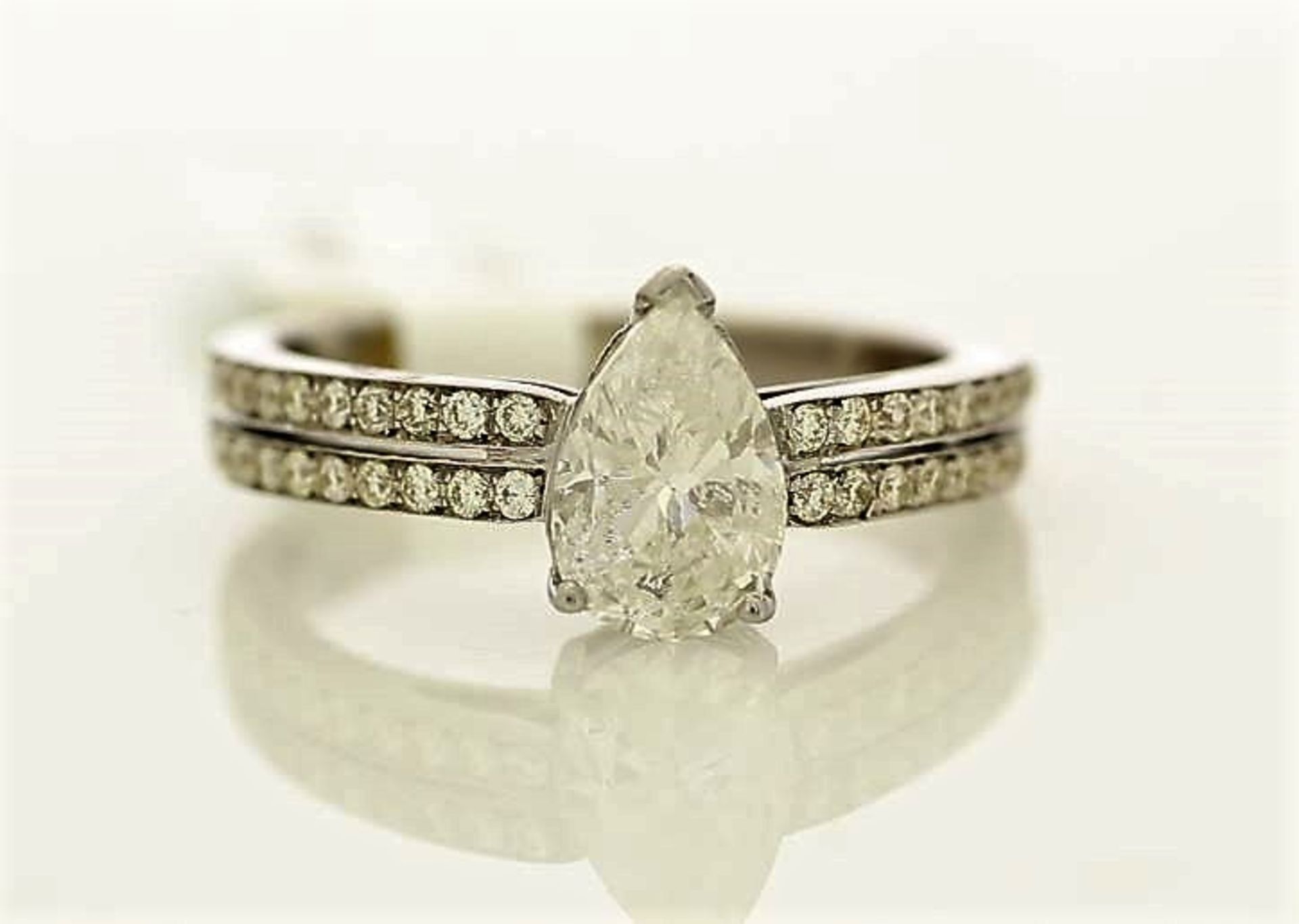 18k White Gold Single Stone Prong Set With Stone Set Shoulders Diamond Ring 1.59