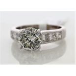 18k White Gold Single Stone Prong Set With Stone Set Shoulders Diamond Ring 3.96