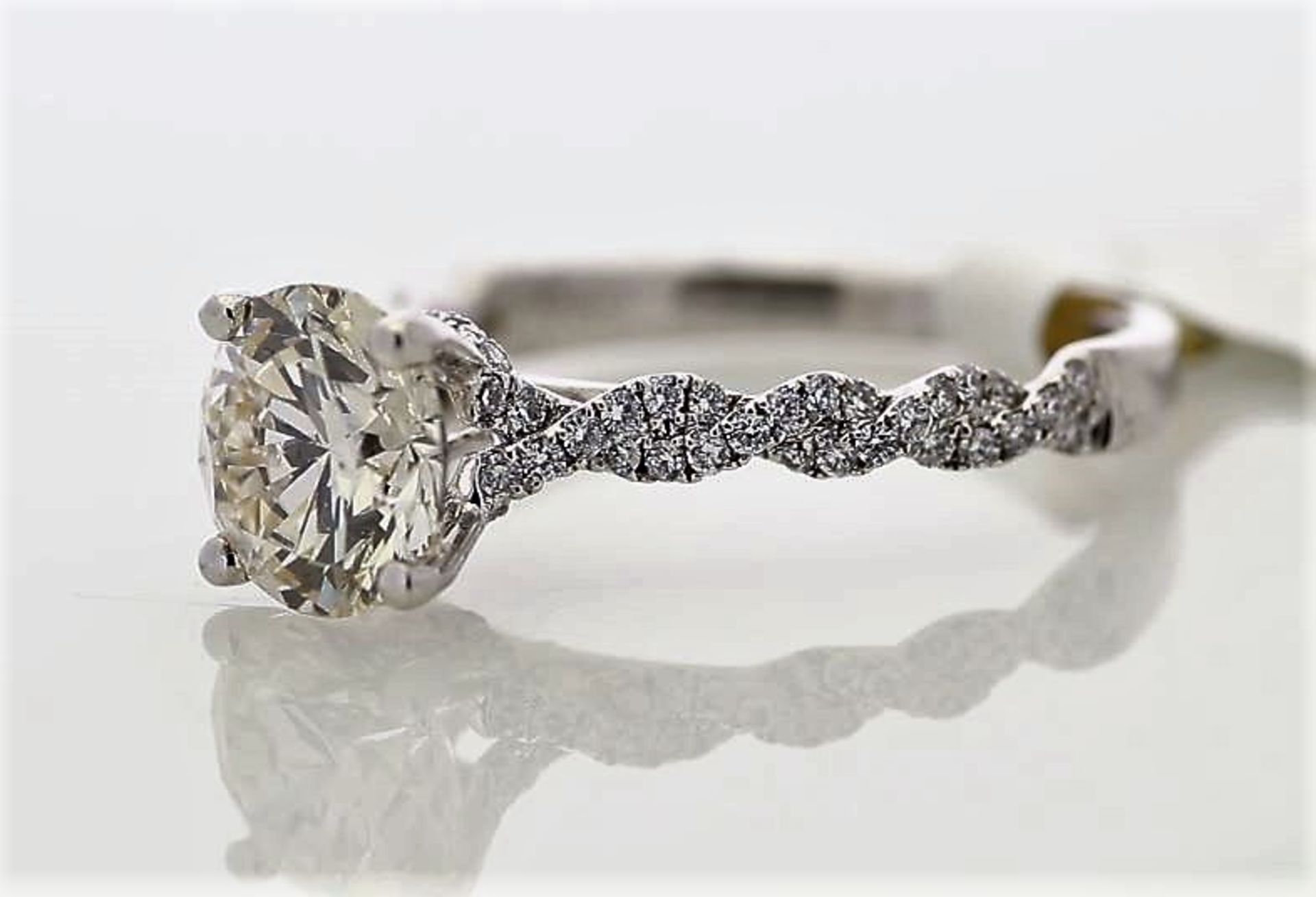 18k White Gold Single Stone Prong Set With Stone Set Shoulders Diamond Ring 1.70 - Image 2 of 3