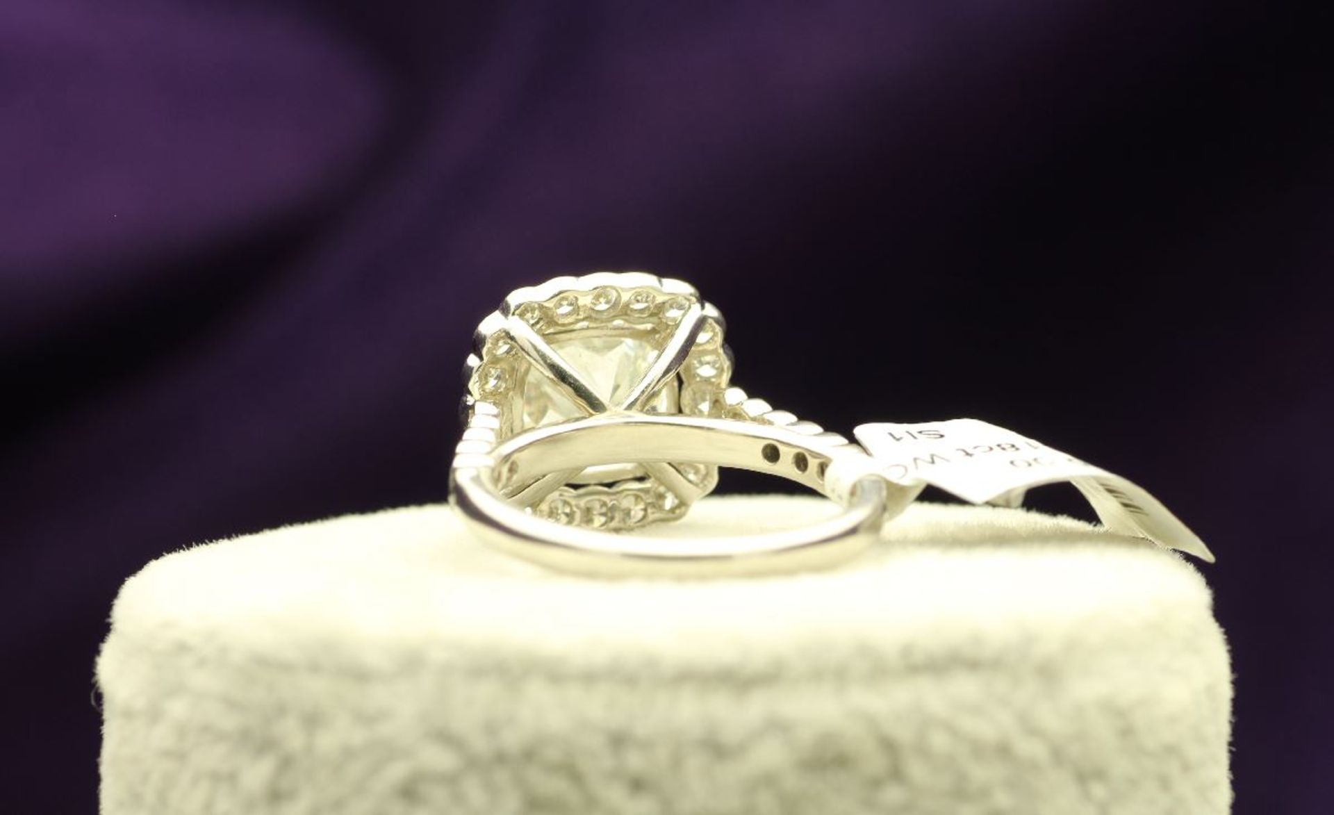 18k White Gold Single Stone With Halo Setting Ring 3.19 - Image 3 of 4