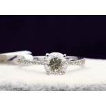 18k White Gold Single Stone Prong Set With Stone Set Shoulders Diamond Ring 1.37