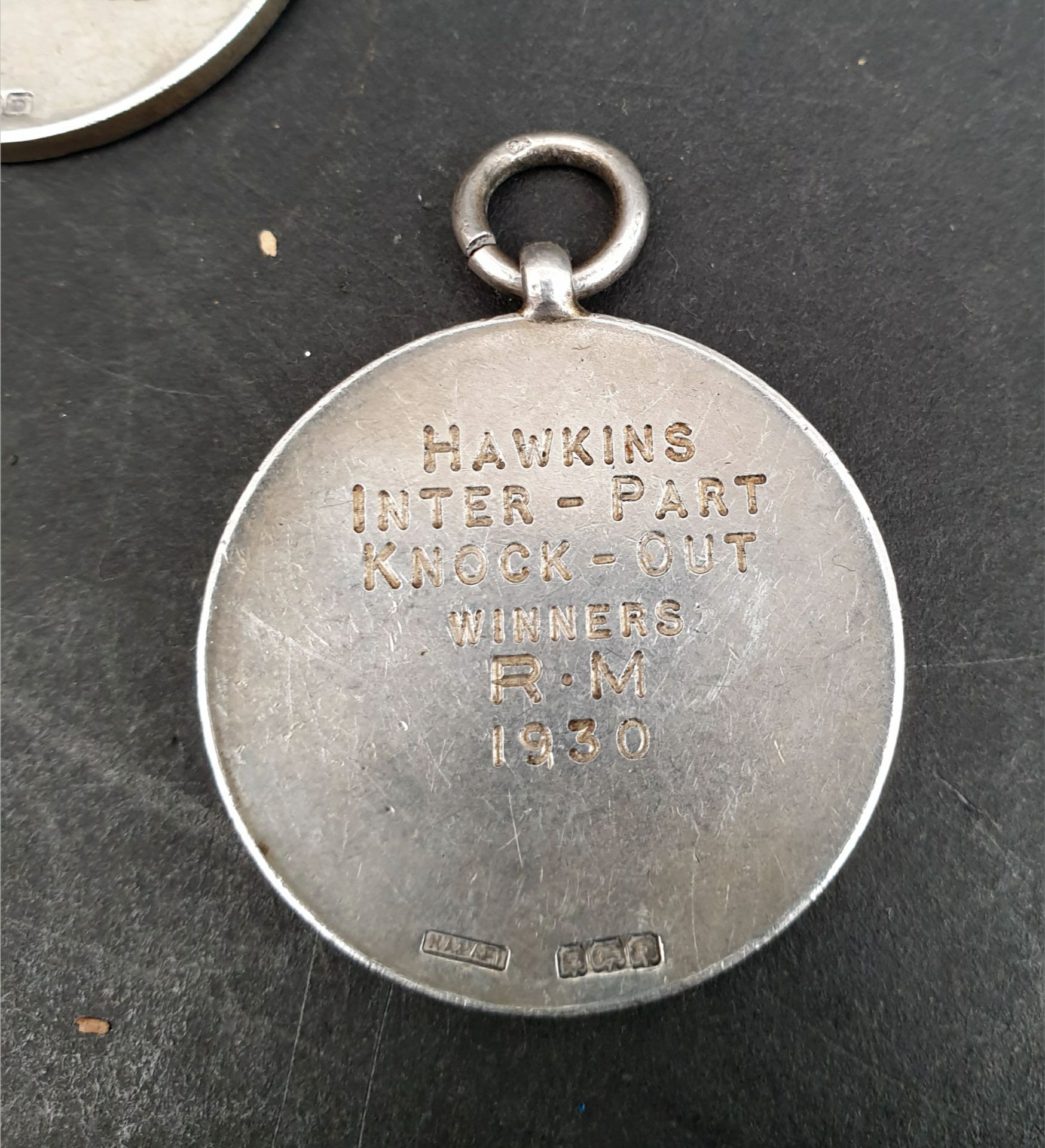 Antique 3 x Sterling Silver Navy Military Football Medals 1929 and 1930. HMS Hawkins Inter Part - Image 3 of 5
